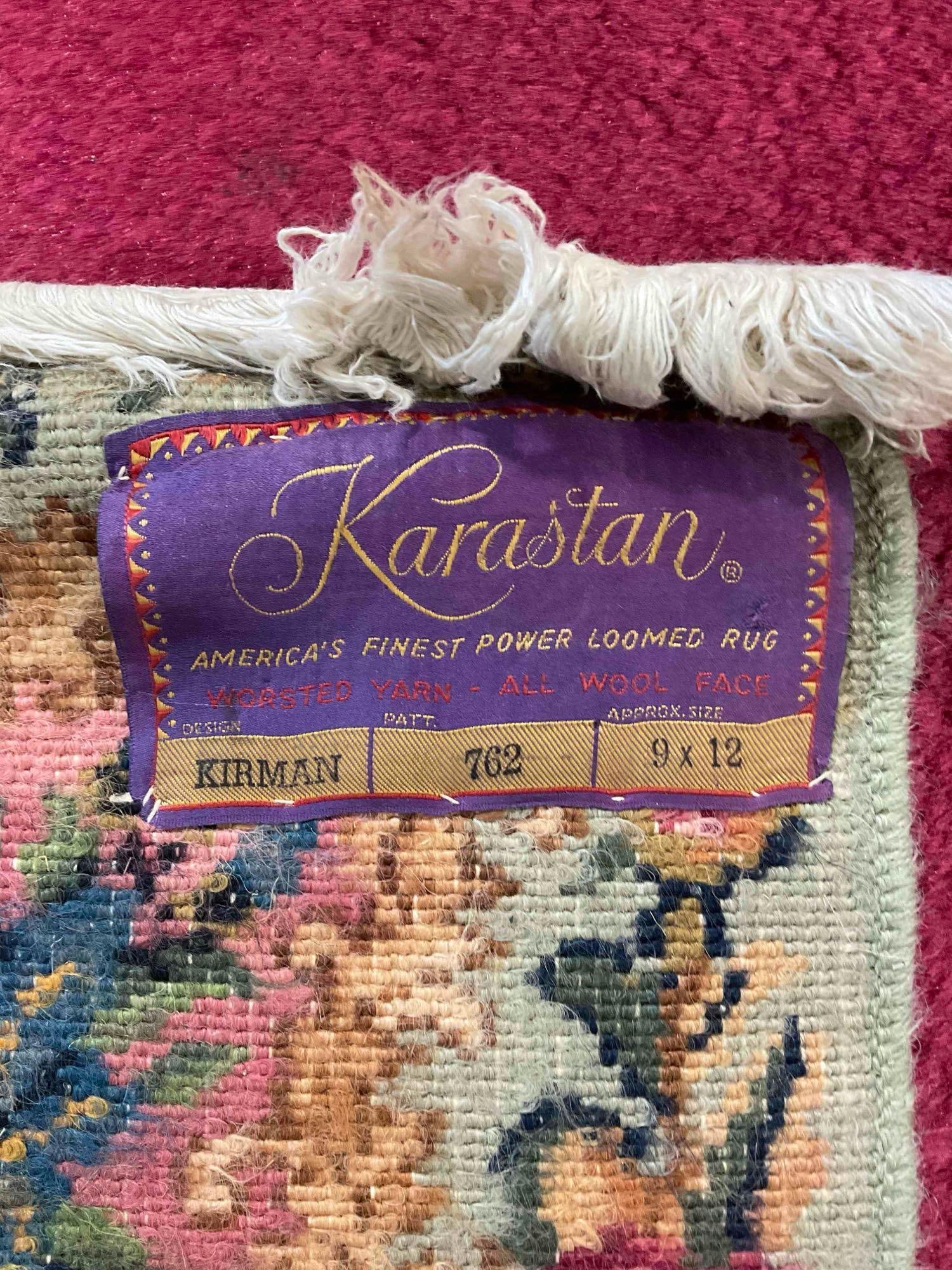 Vintage Karastan Burgundy & Gold Wool Pile Persian Rug in Kirman Style. 108" x 144" - 6
