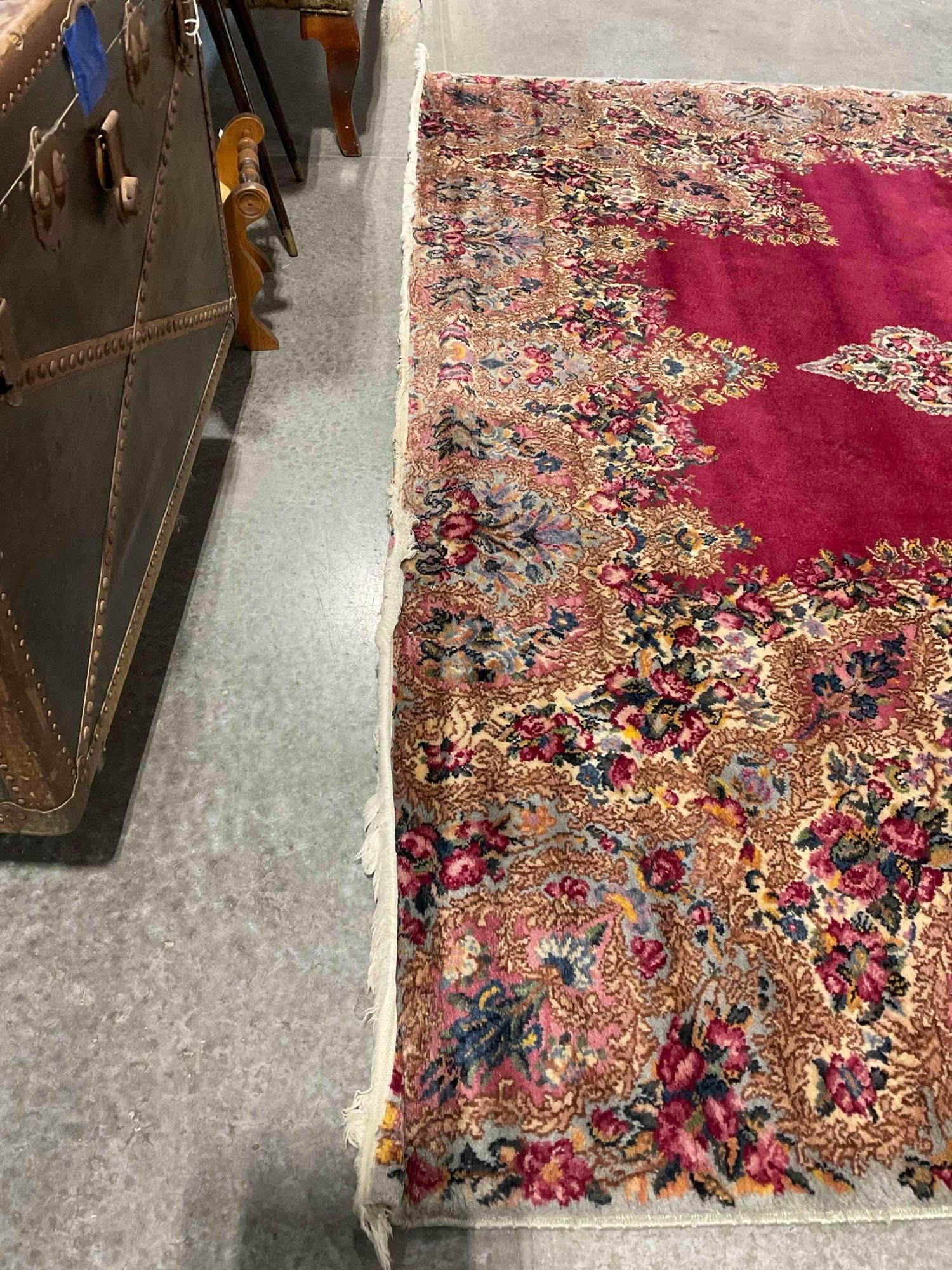 Vintage Karastan Burgundy & Gold Wool Pile Persian Rug in Kirman Style. 108" x 144" - 7