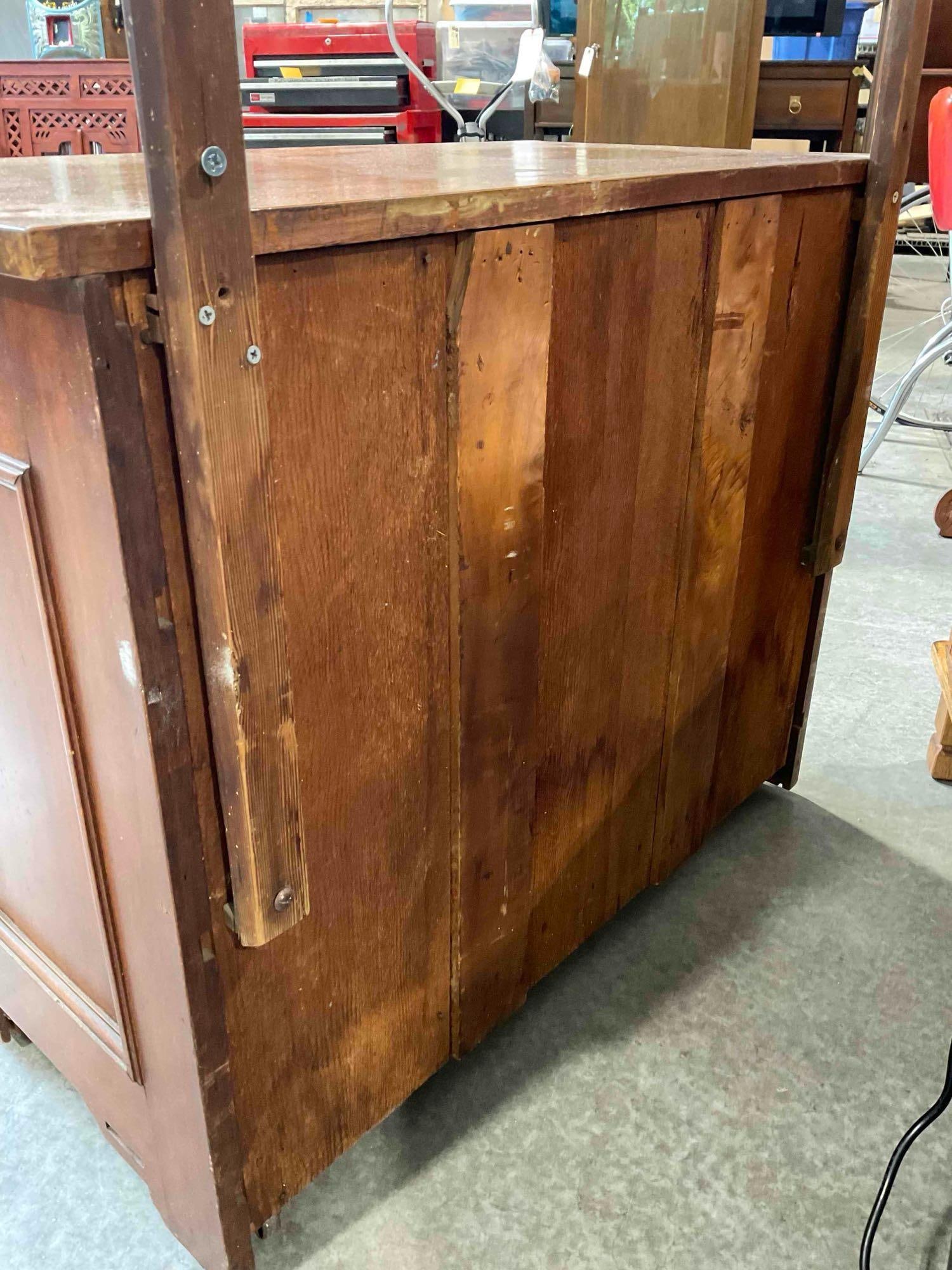 Antique Victorian Walnut Mirrorless Back Dresser w/ Burl Wood Details & Lovely Carved Accents. - 7