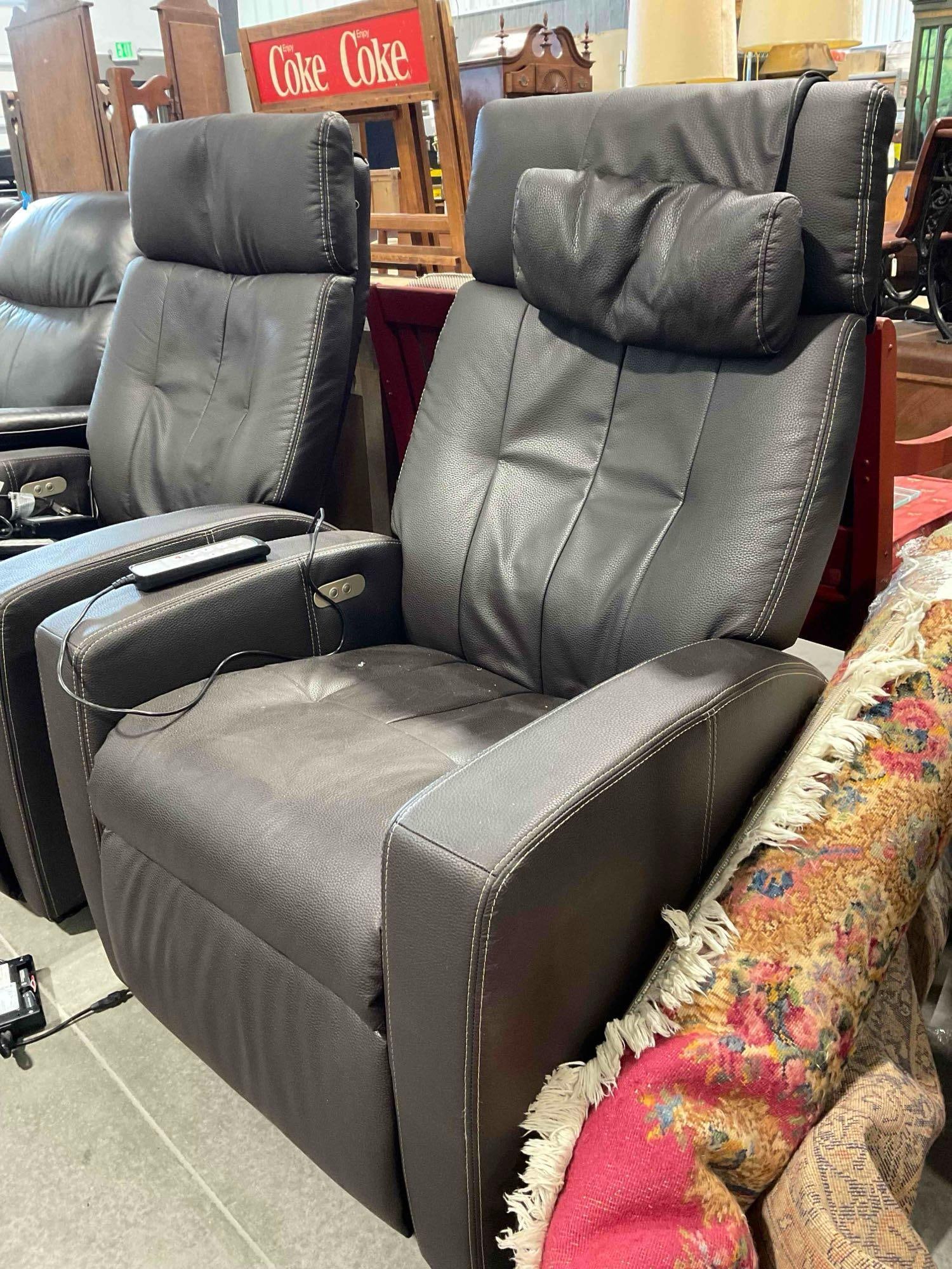 Positive Posture Luma Lift Assist Power Recliner w/ Brown Leather Upholstery. Tested, Works. - 2