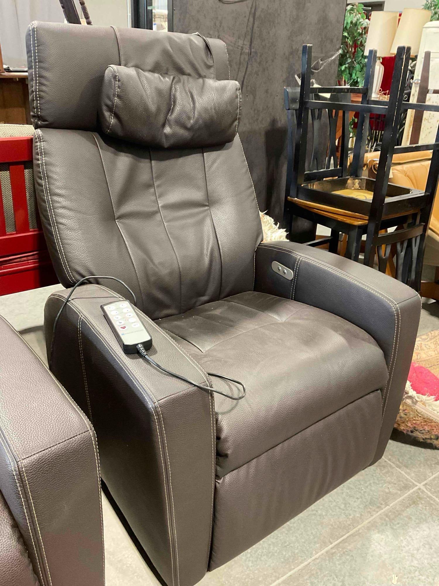 Positive Posture Luma Lift Assist Power Recliner w/ Brown Leather Upholstery. Tested, Works. - 3