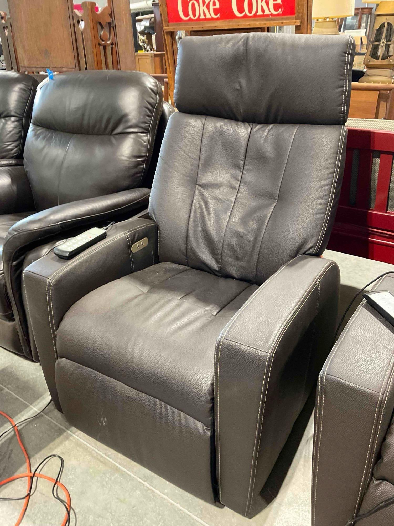 Positive Posture Luma Lift Assist Power Recliner w/ Brown Leather Upholstery. Tested, Works. - 2