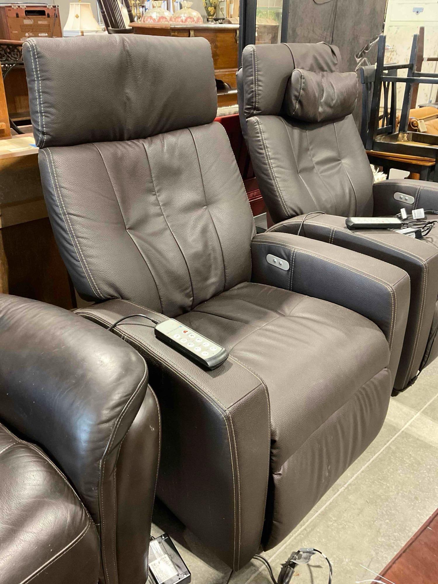 Positive Posture Luma Lift Assist Power Recliner w/ Brown Leather Upholstery. Tested, Works. - 3