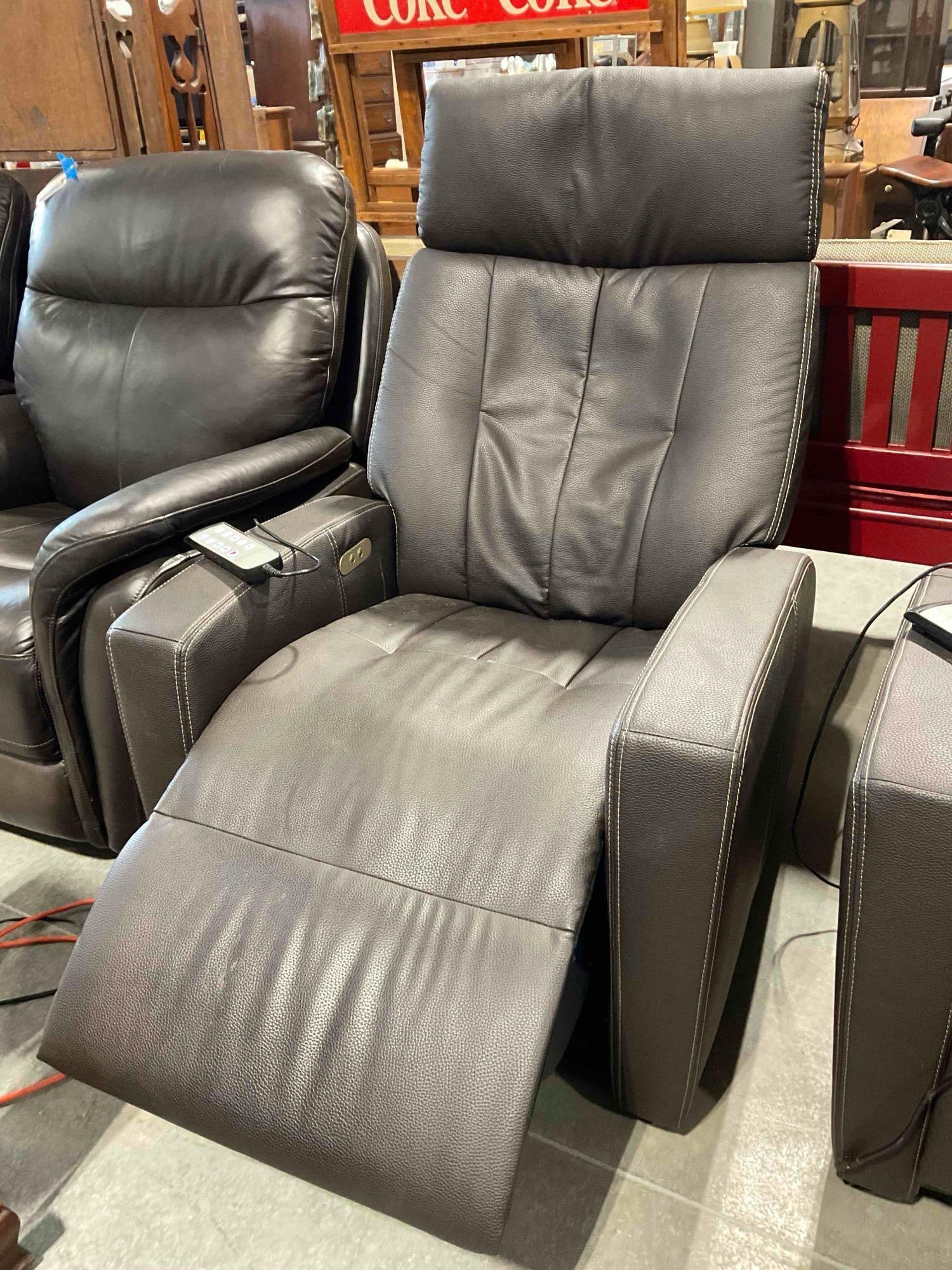 Positive Posture Luma Lift Assist Power Recliner w/ Brown Leather Upholstery. Tested, Works. - 5