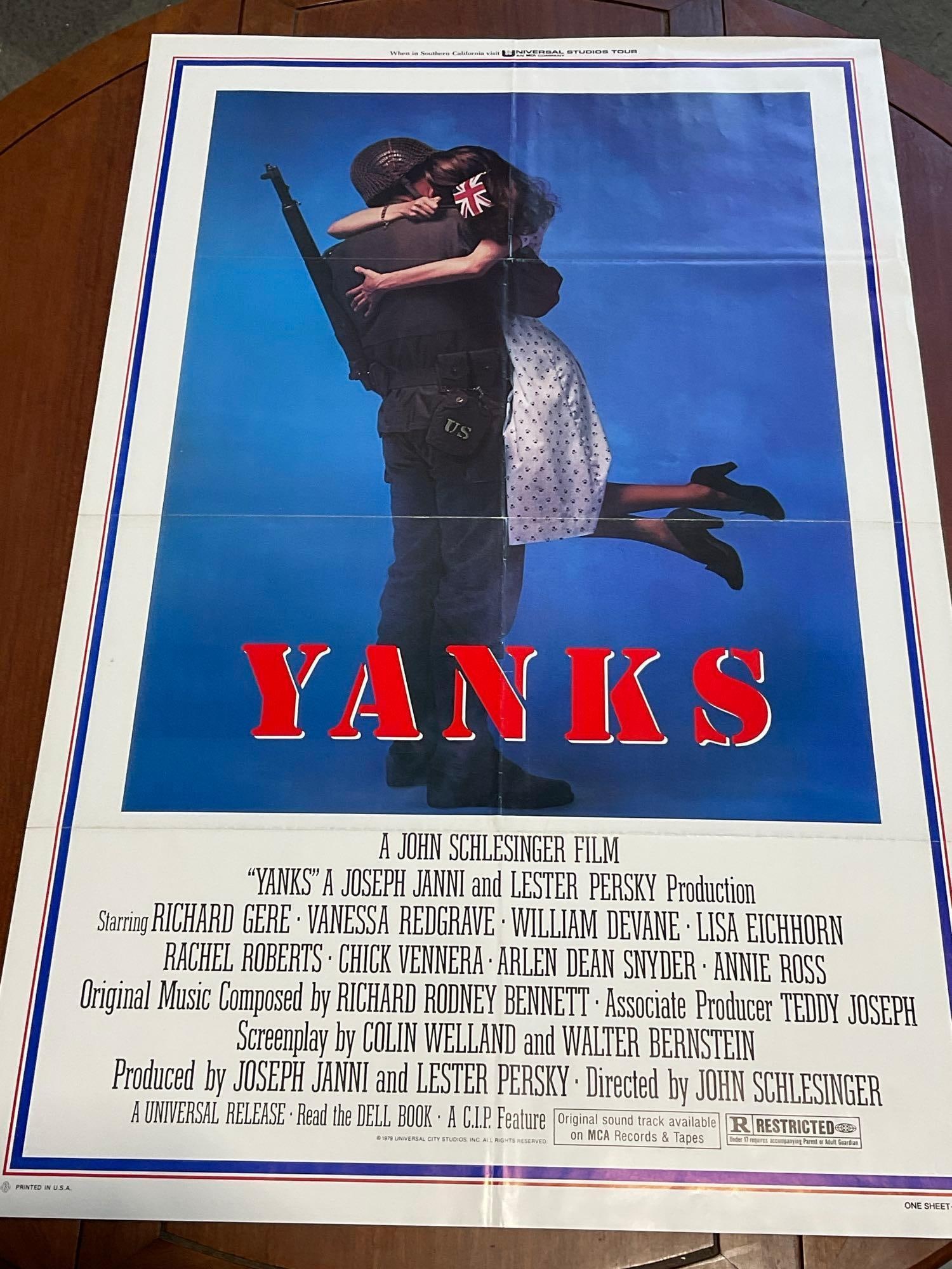 Vintage One Sheet Movie Poster, 1979 Yanks, John Schlesinger, Richard Gere & Vanessa Redgrave: Vintage posters are in as is condition, consistent with age, see pics for condition. The poster measures approx 41h x 27w x 1d inches when laid flat. E-6640