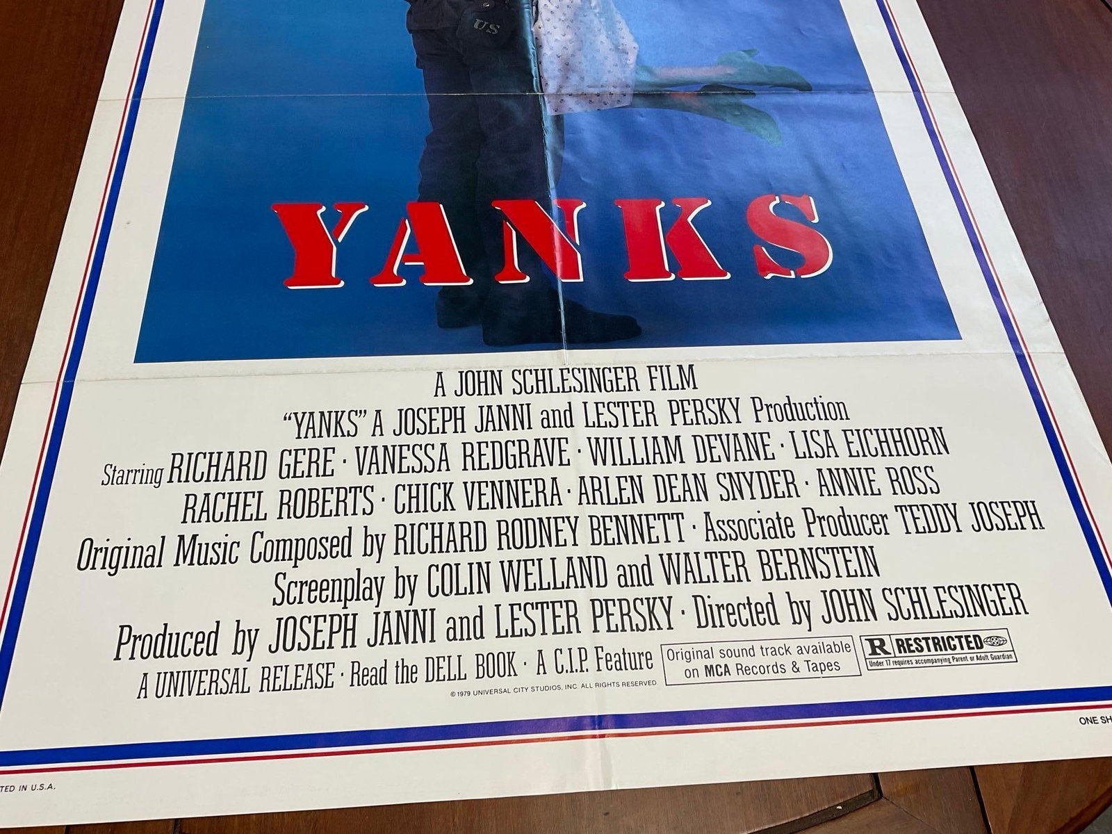 Vintage One Sheet Movie Poster, 1979 Yanks, John Schlesinger, Richard Gere & Vanessa Redgrave - 3