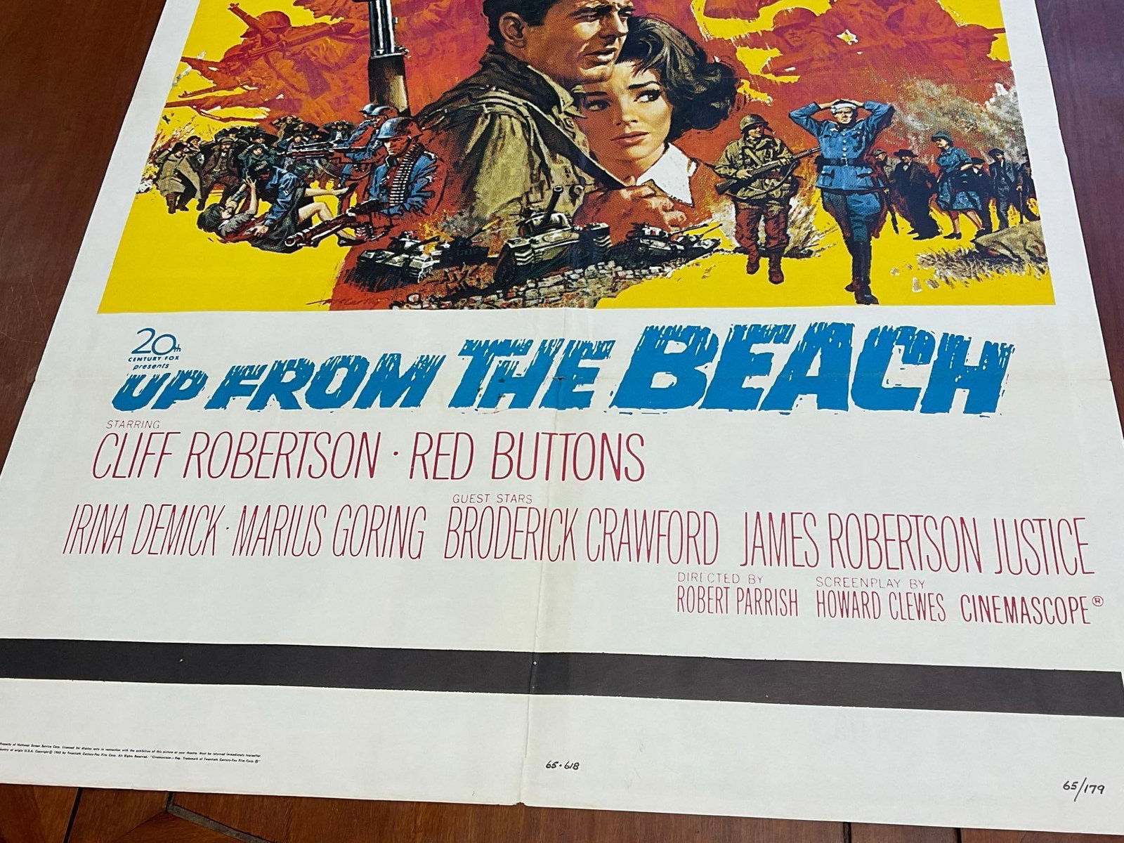 Vintage One Sheet Movie Poster 1965 Up From The Beach, Cliff Robertson & Red Buttons - 3