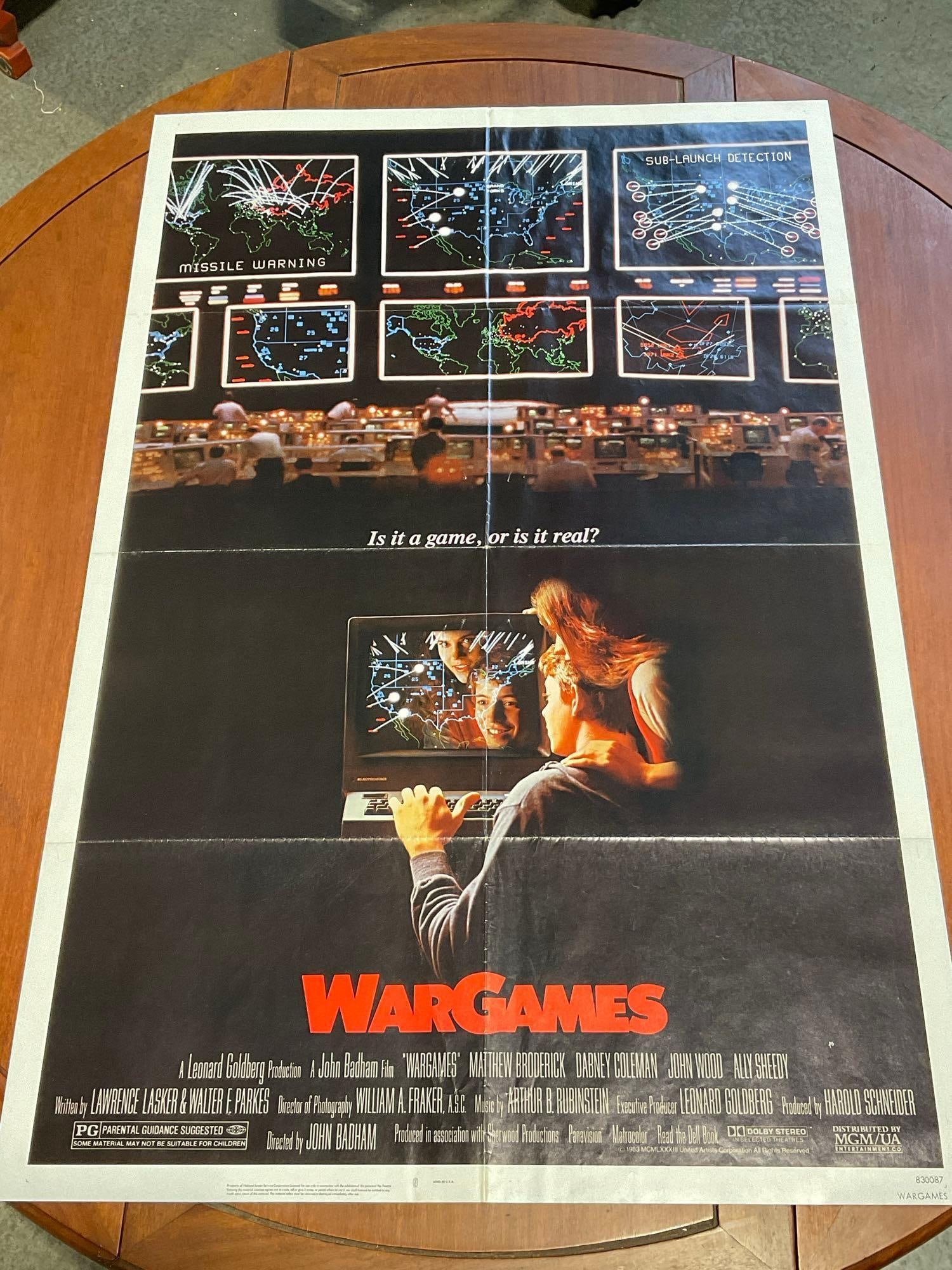 Vintage One Sheet Movie Poster, 1983 WarGames, Matthew Broderick, Dabney Coleman: Vintage posters are in as is condition, consistent with age, see pics for condition. The poster measures approx 41h x 27w x 1d inches when laid flat. E-6640