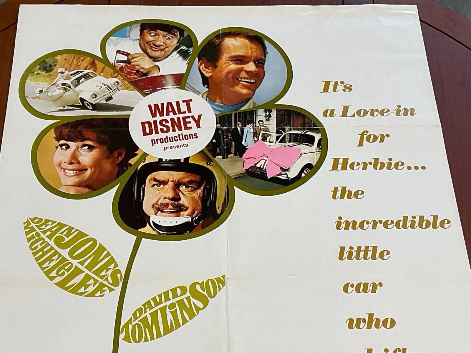 Vintage One Sheet Movie Poster, 1968 The Love Bug, Flower w/Photos in the petals - 2
