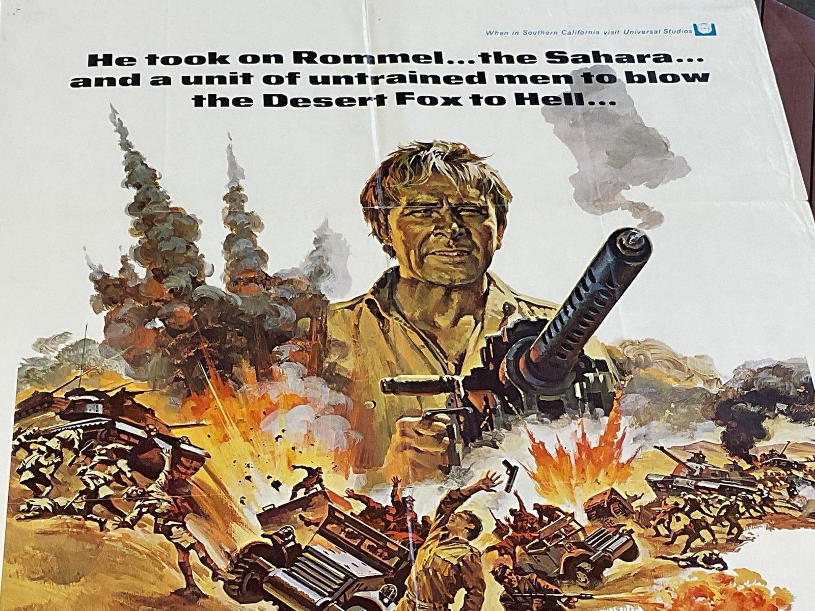 Vintage One Sheet Movie Poster Raid on Rommel w/Richard Burton, John Colicos Film - 2