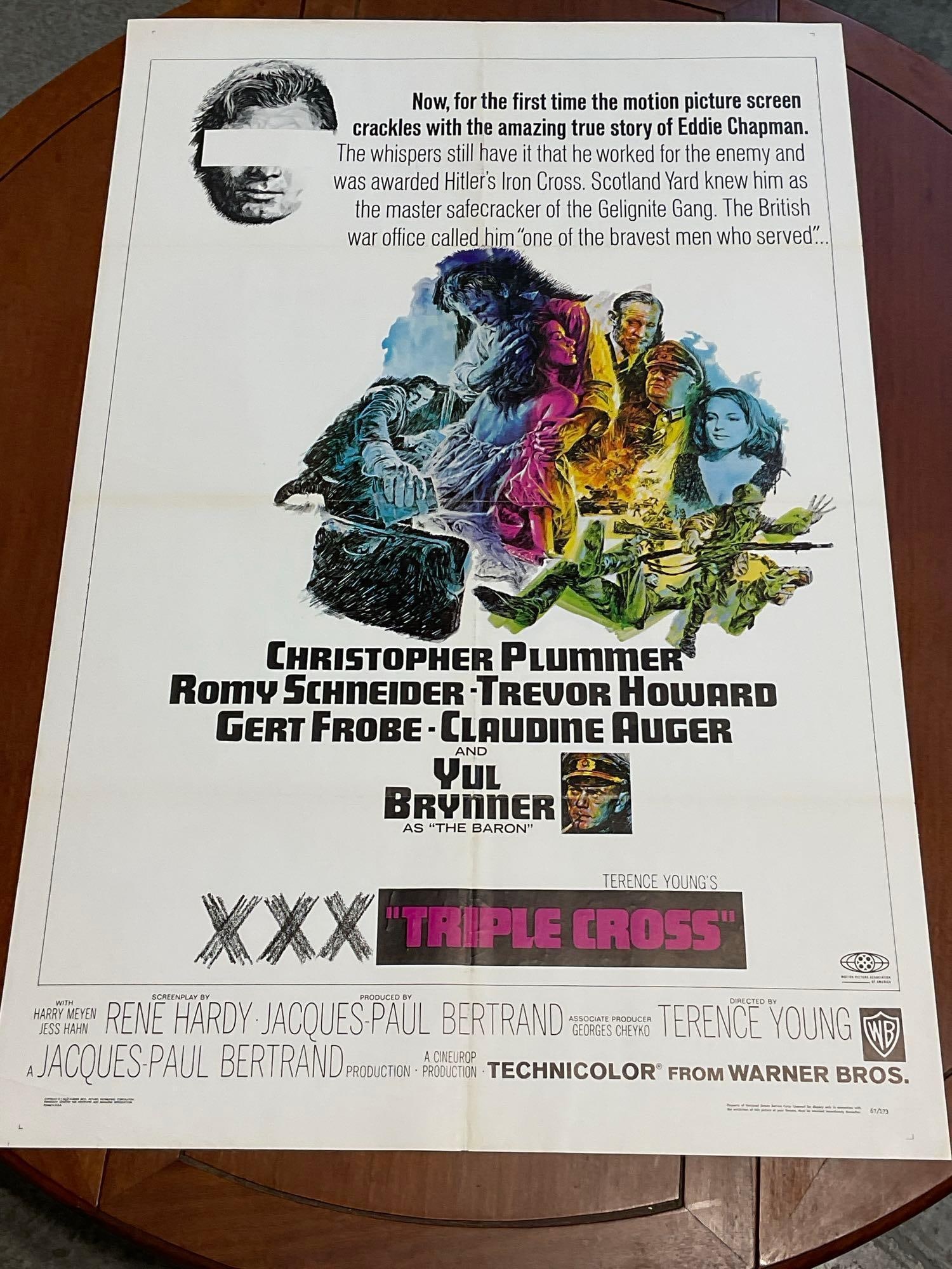 Vintage One Sheet Movie Poster, Terence Youngs 1983 Triple Cross, Christopher Plummer & Yul Brenner: Vintage posters are in as is condition, consistent with age, see pics for condition. Some wear along the fold marks. The poster measures approx 41h x 27w x 1d inches when laid flat. E-6640