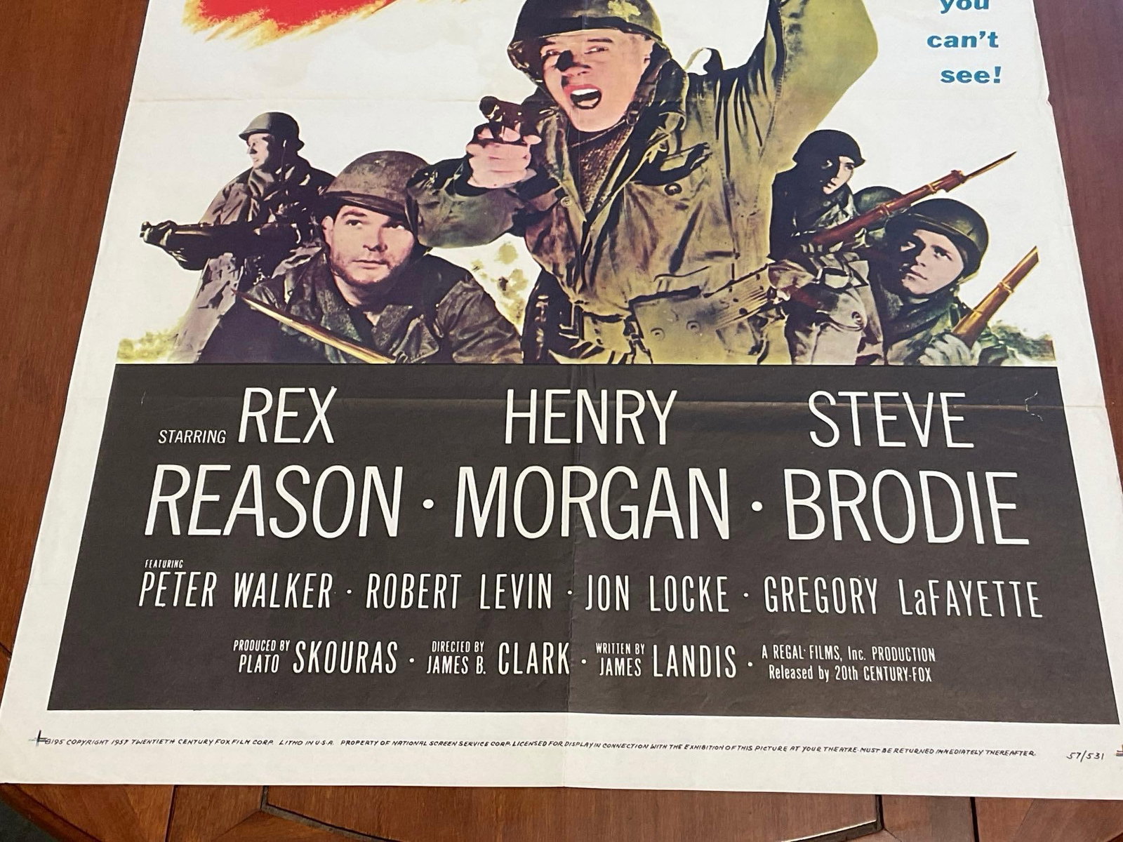 Vintage One Sheet Movie Poster 1957 Under Fire, Rex Reason, Henry Morgan - 3
