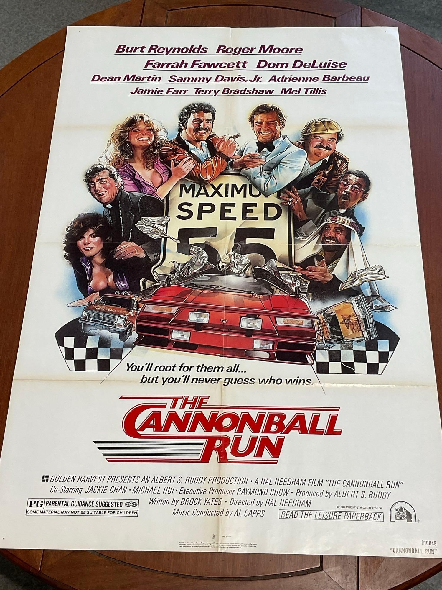 Vintage One Sheet Movie Poster 1981 The Cannonball Run, stacked cast: Vintage posters are in as is condition, consistent with age, see pics for condition. Some wear & discoloration along the fold marks. The poster measures approx 41h x 27w x 1d inches
