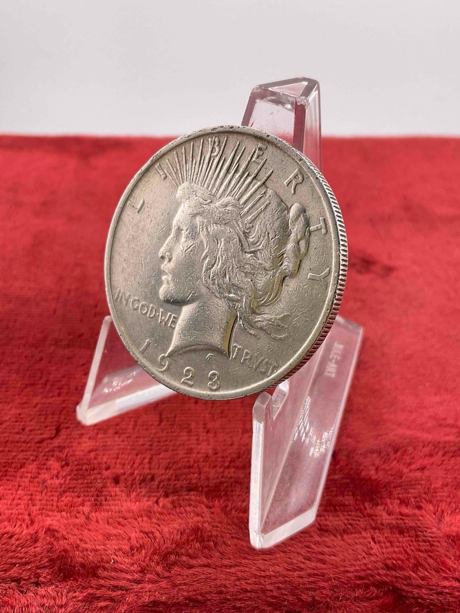 Antique 1923 Silver Peace Dollar Coin.: Antique 1923 Silver Peace Dollar Coin. DM-1554