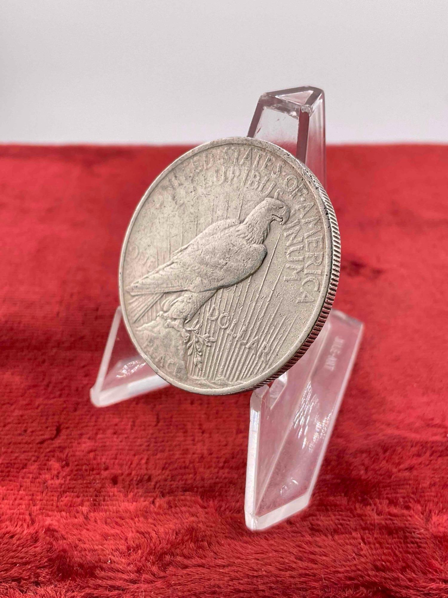 Antique 1923 Silver Peace Dollar Coin. - 3