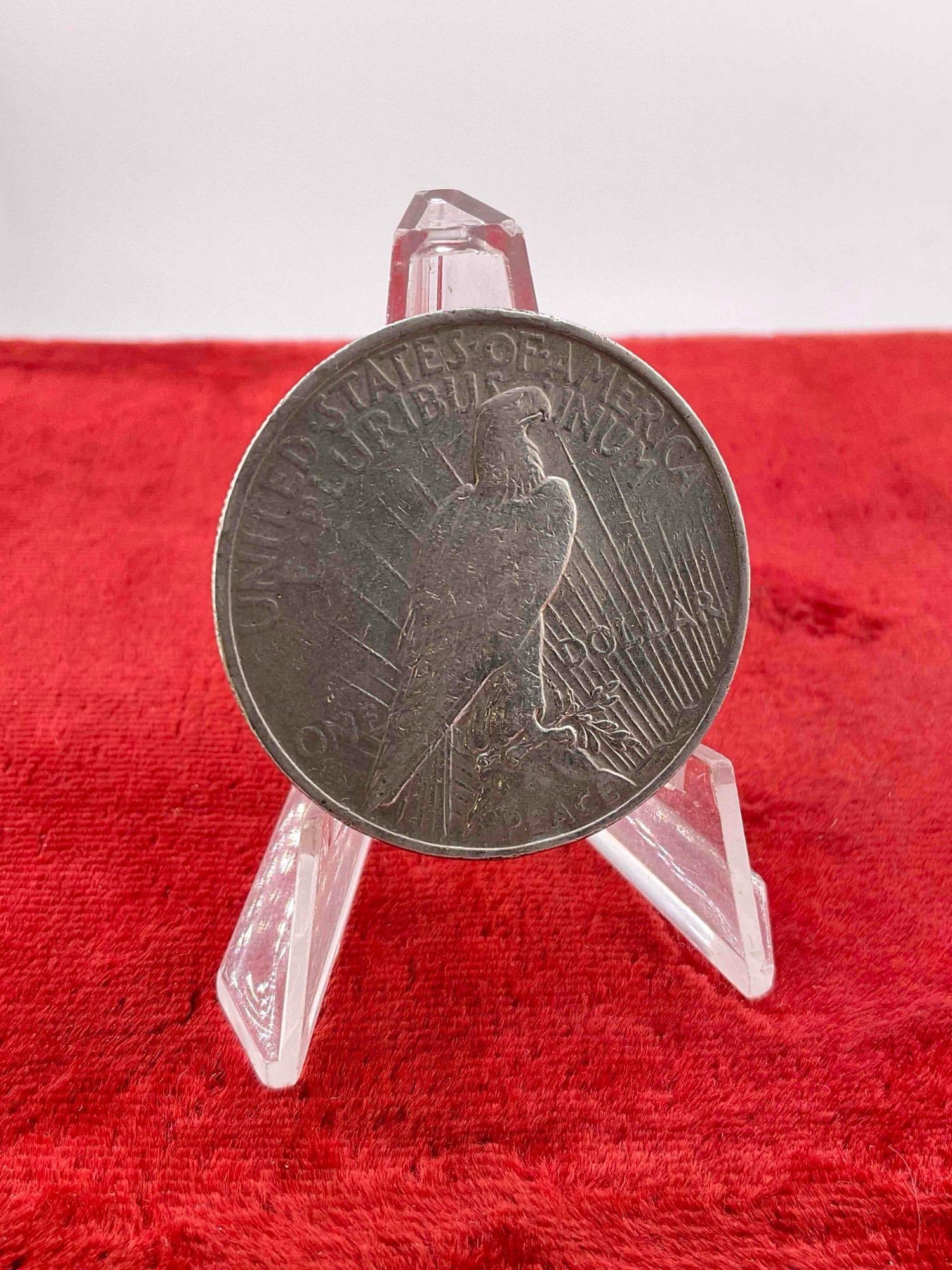 Antique 1923 Silver Peace Dollar Coin. - 4