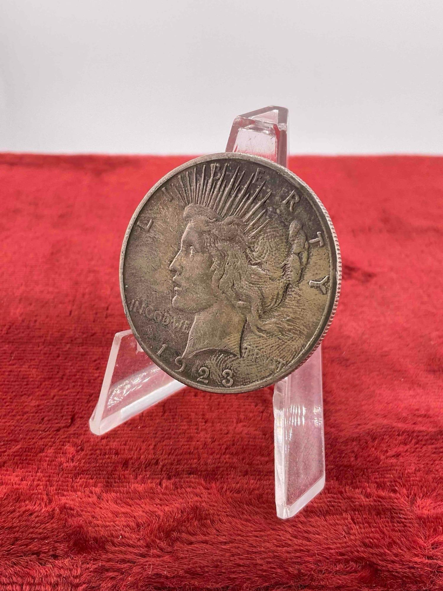 Antique 1923-S Silver Peace Dollar Coin.: Antique 1923-S Silver Peace Dollar Coin. DM-1554