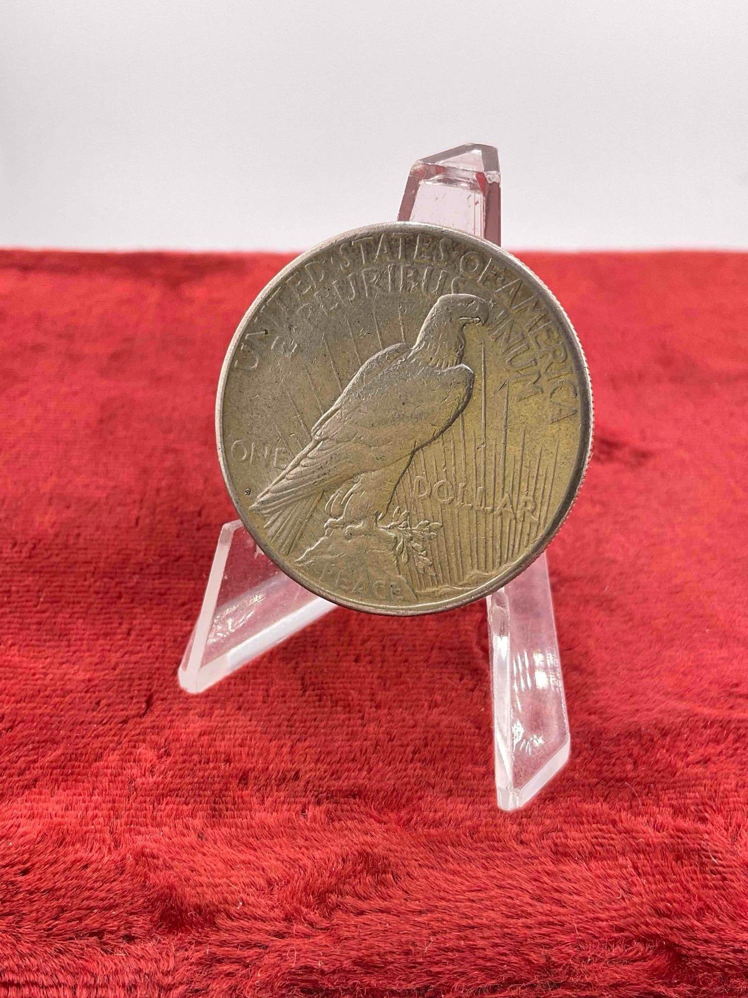 Antique 1923-S Silver Peace Dollar Coin. - 3