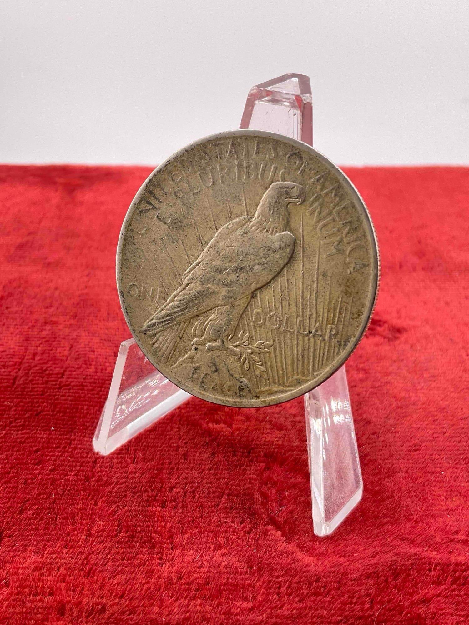 Antique 1923 Silver Peace Dollar Coin. - 3