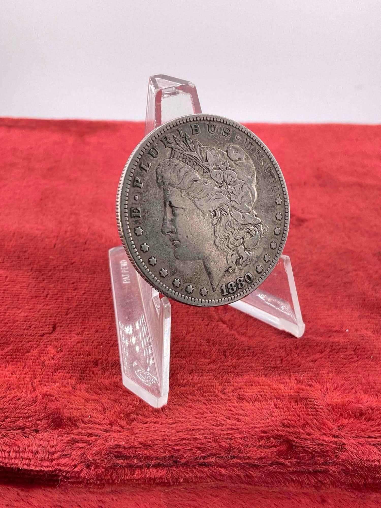 Antique 1880 Silver Morgan Dollar Coin. - 2