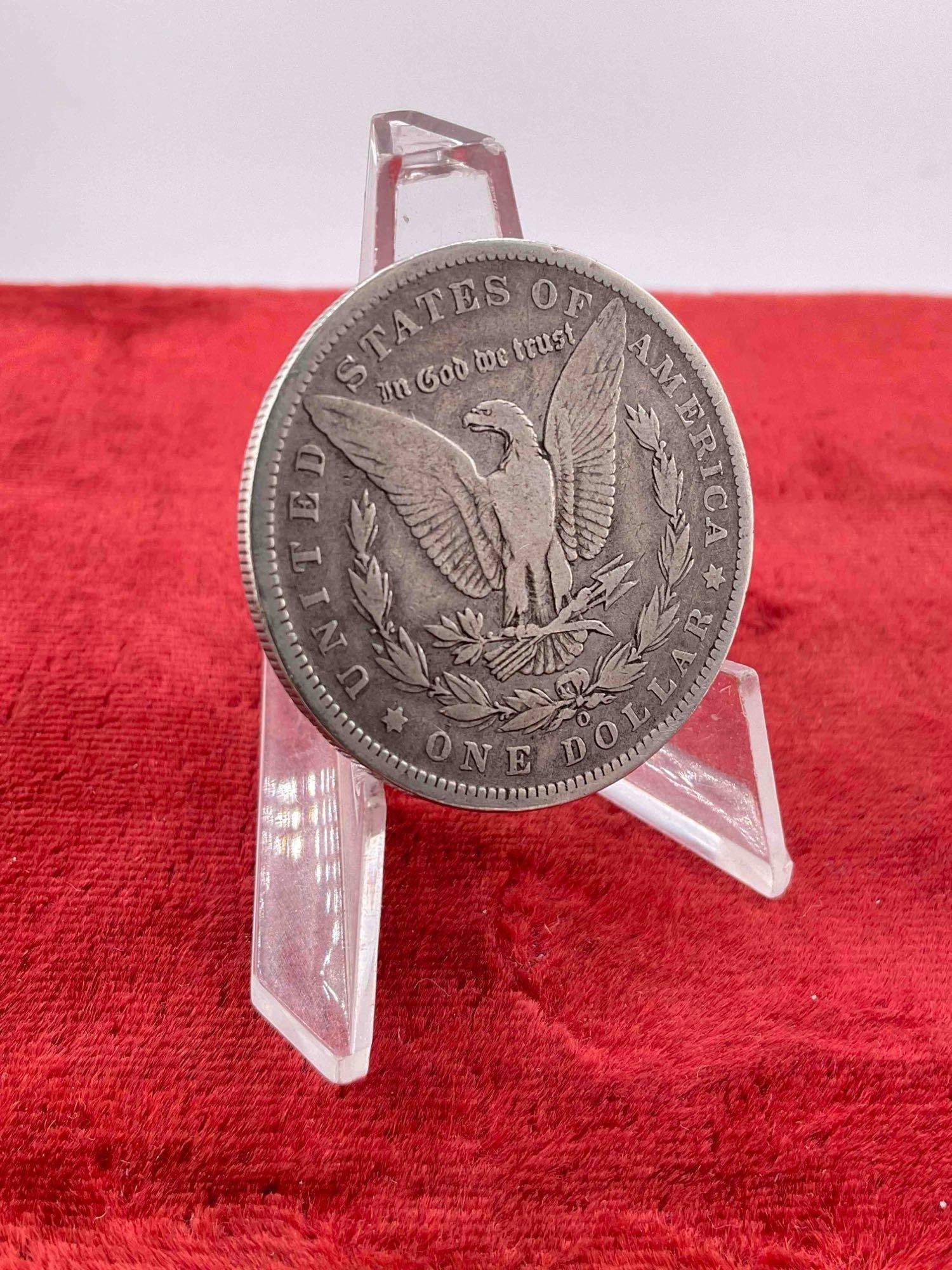 Antique 1890-O Silver Morgan Dollar Coin. - 4