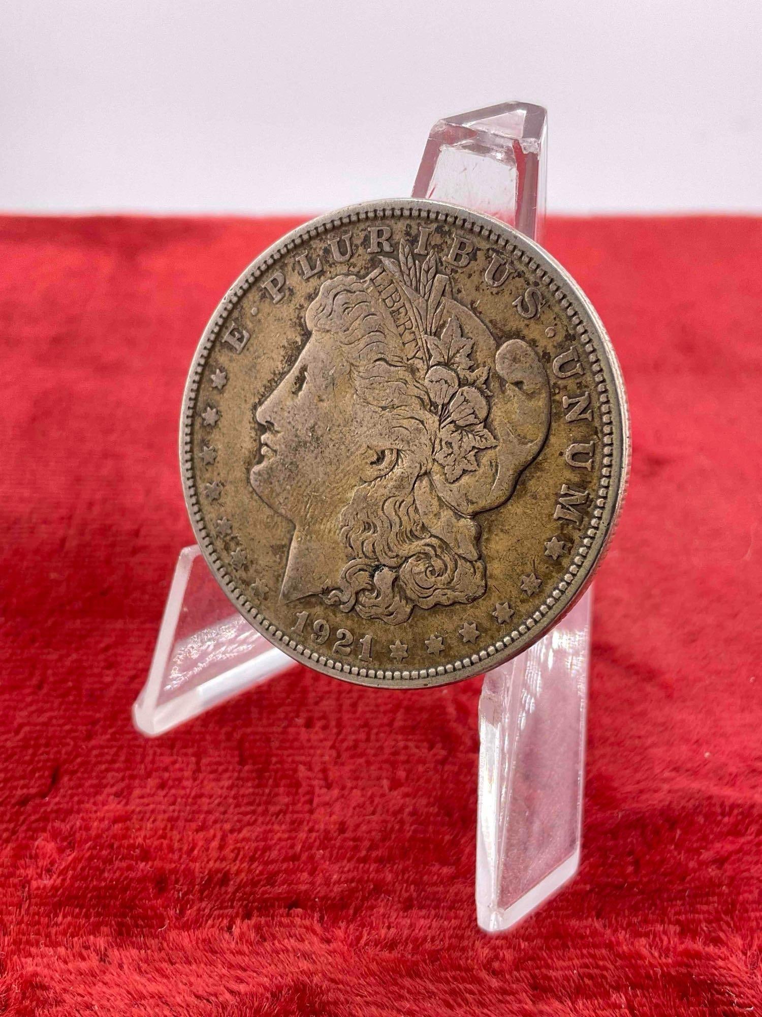 Antique 1921-S Silver Morgan Dollar Coin.: Antique 1921-S Silver Morgan Dollar Coin. DM-1554
