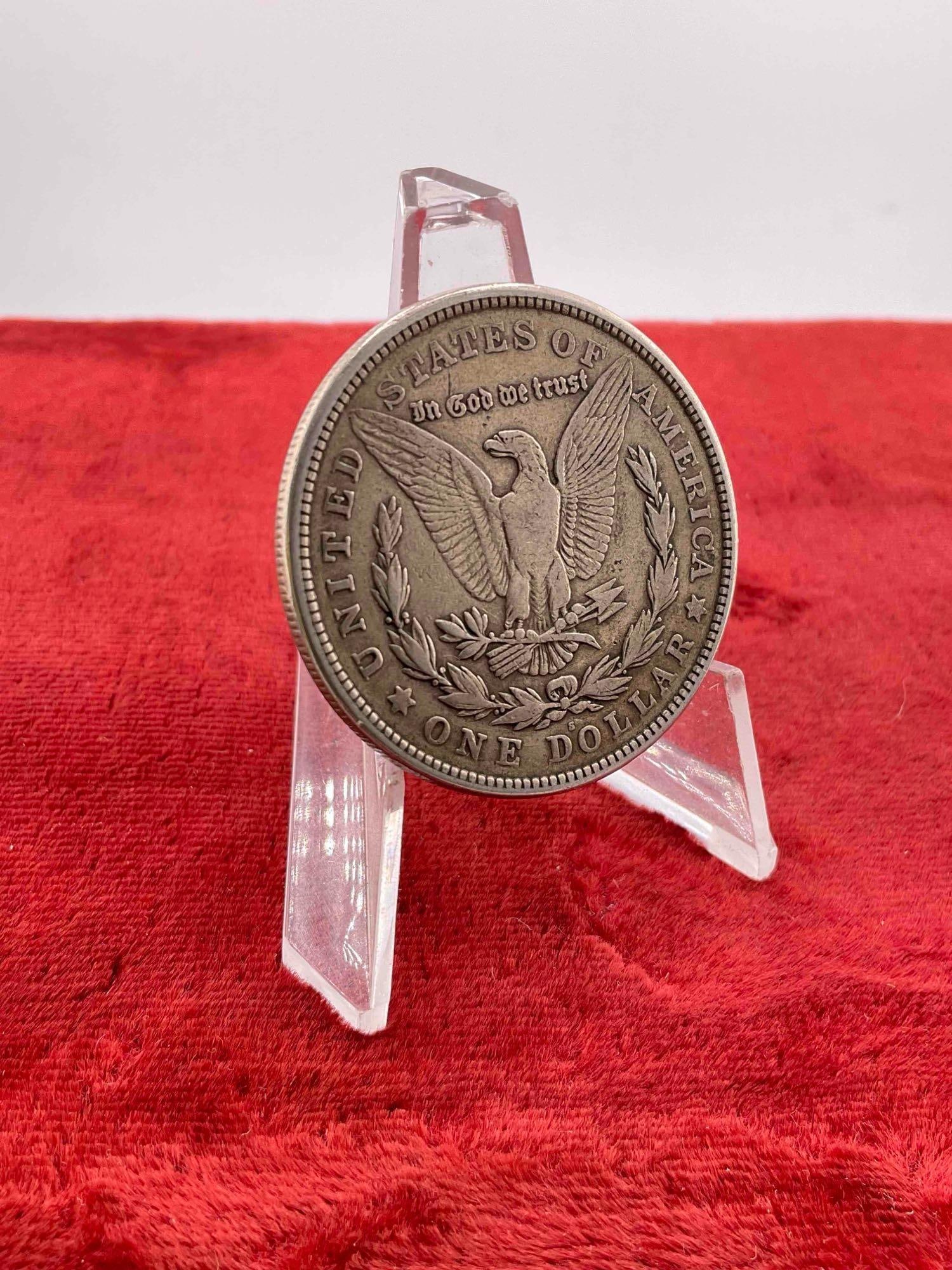 Antique 1921-S Silver Morgan Dollar Coin. - 4