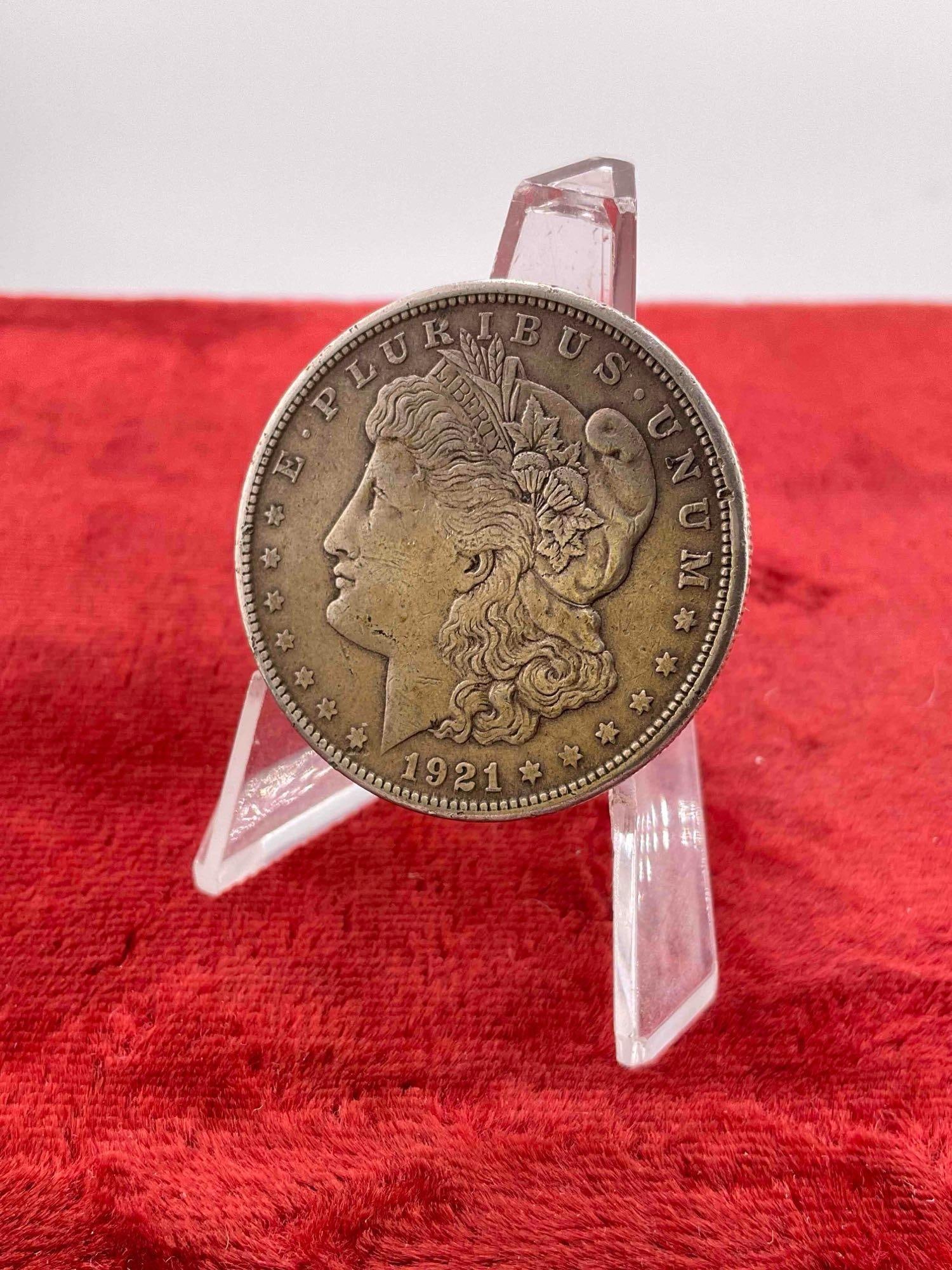 Antique 1921-S Silver Morgan Dollar Coin.: Antique 1921-S Silver Morgan Dollar Coin. DM-1554