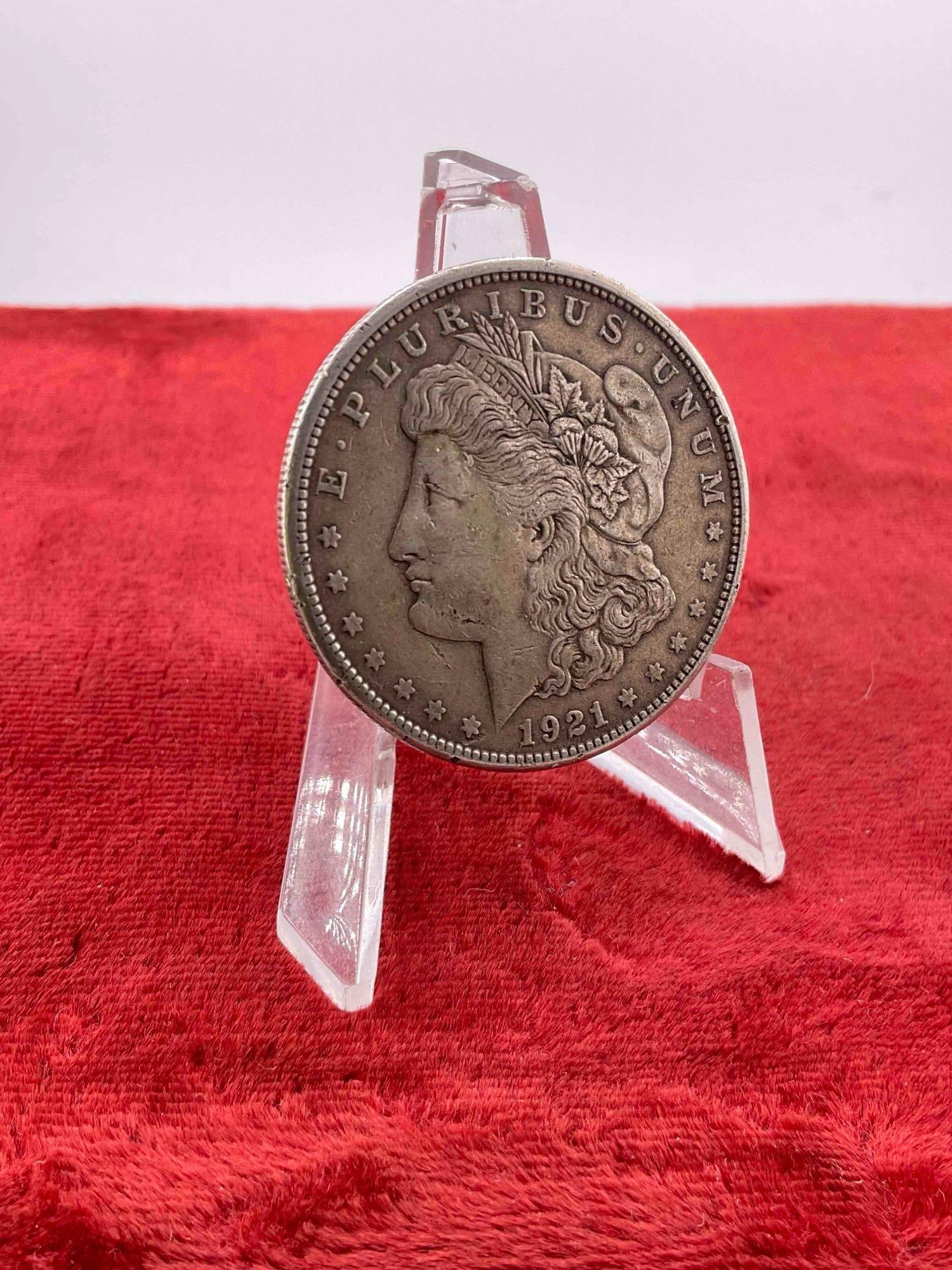 Antique 1921-S Silver Morgan Dollar Coin. - 3