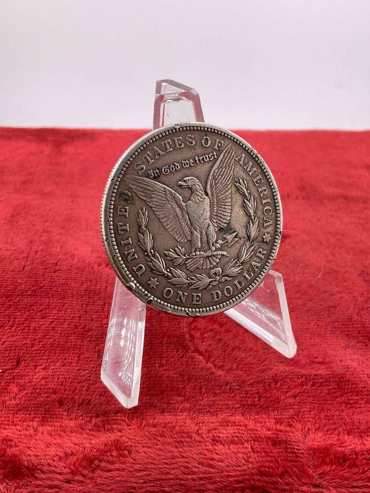Antique 1921-S Silver Morgan Dollar Coin. - 4