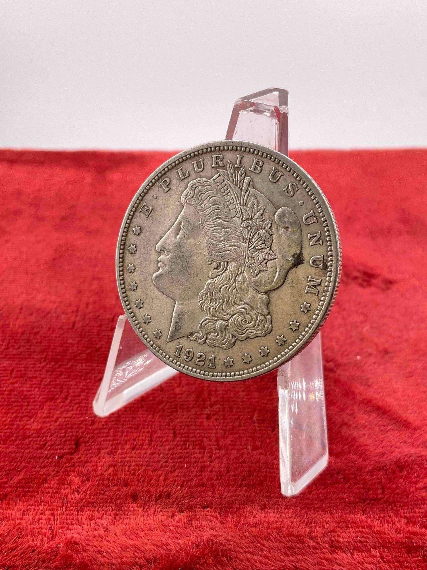 Antique 1921 Silver Morgan Dollar Coin.: Antique 1921 Silver Morgan Dollar Coin. DM-1554