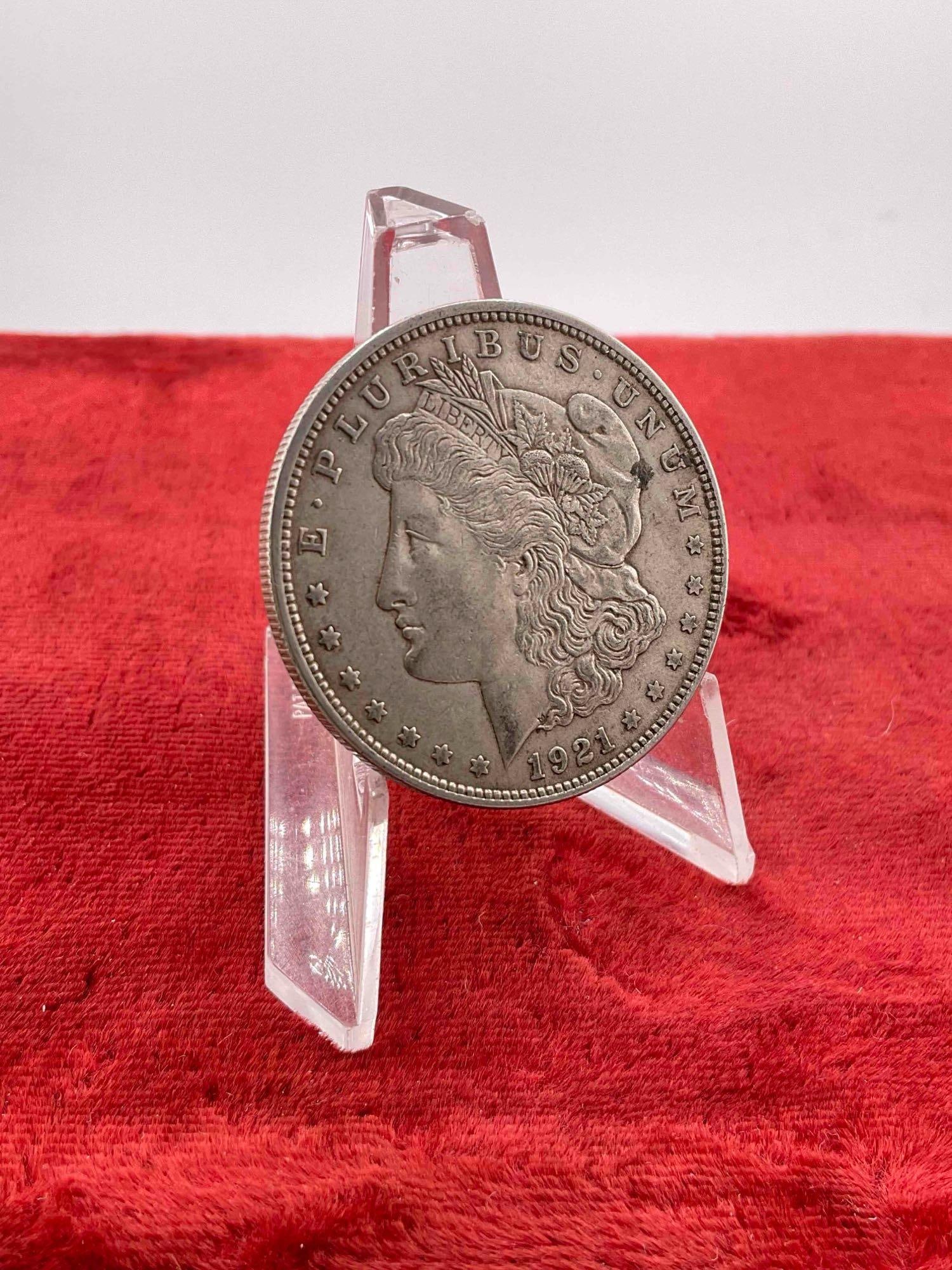 Antique 1921 Silver Morgan Dollar Coin. - 3