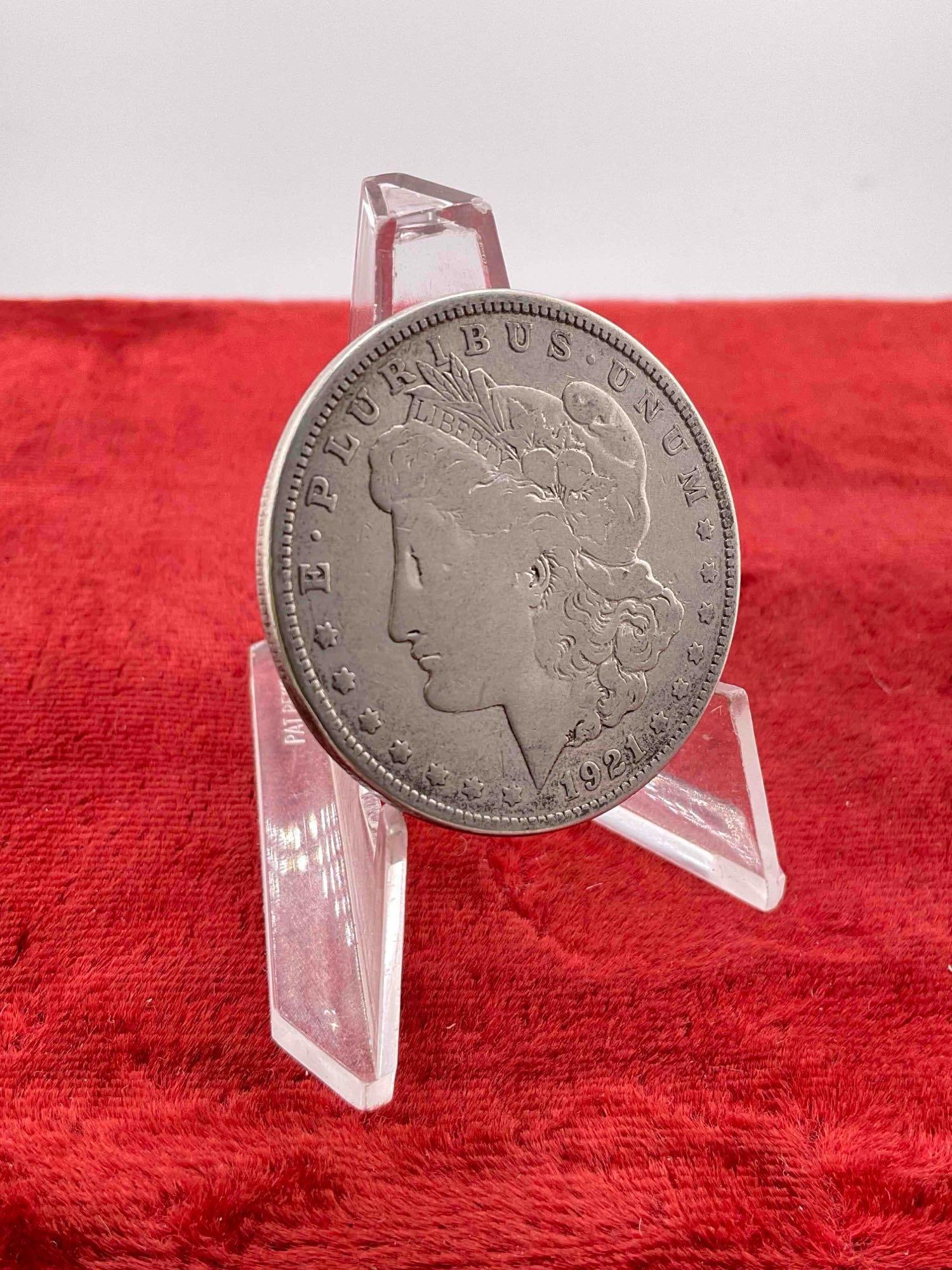 Antique 1921-D Silver Morgan Dollar Coin. - 2