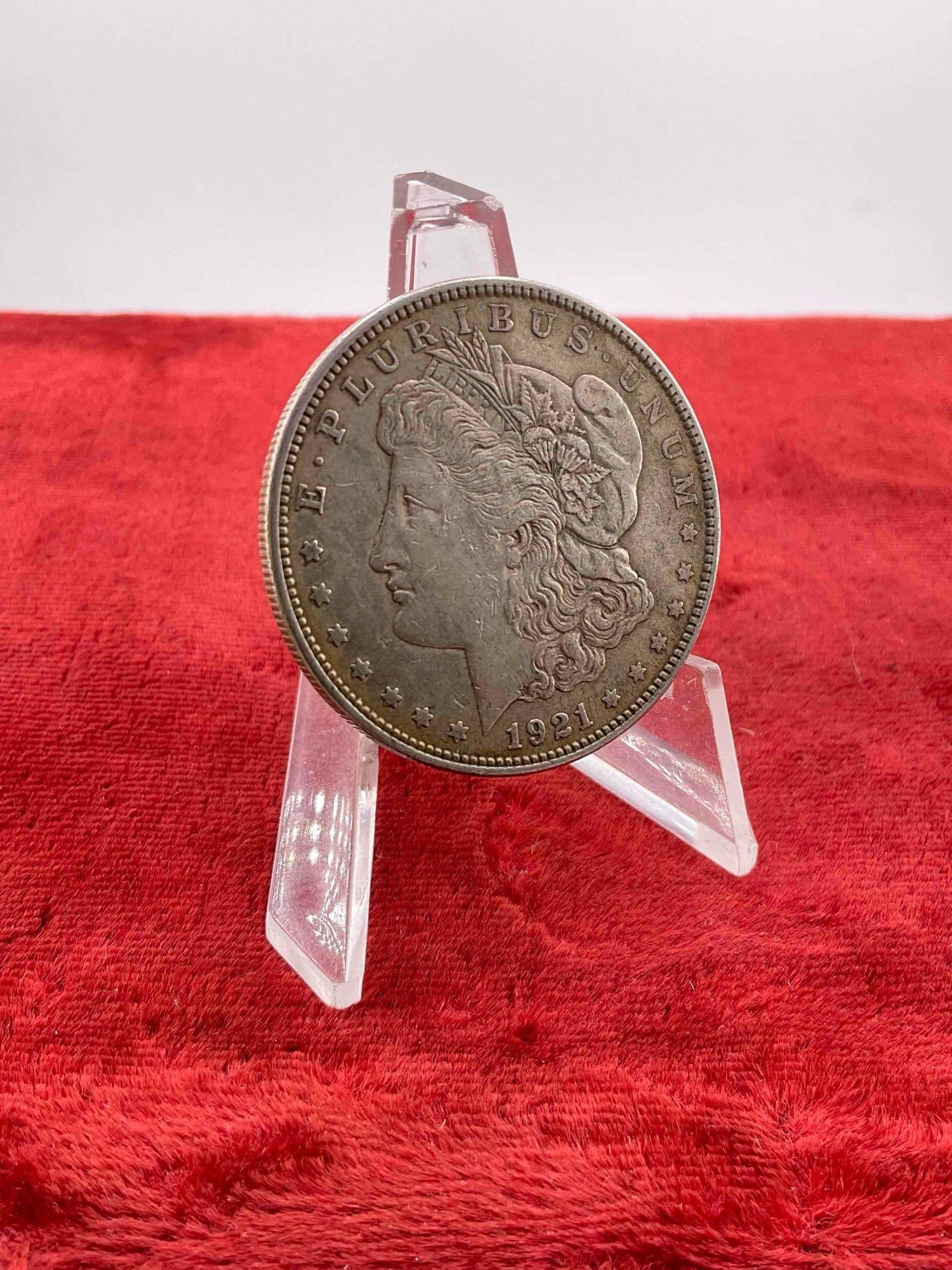Antique 1921 Silver Morgan Dollar Coin. - 2