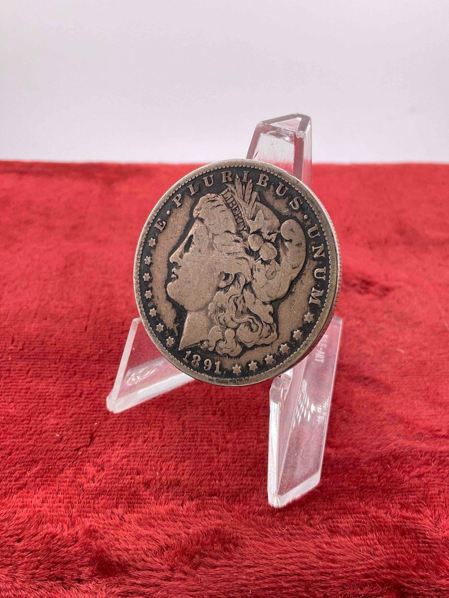 Antique 1891-O Silver Morgan Dollar Coin.: Antique 1891-O Silver Morgan Dollar Coin. DM-1554
