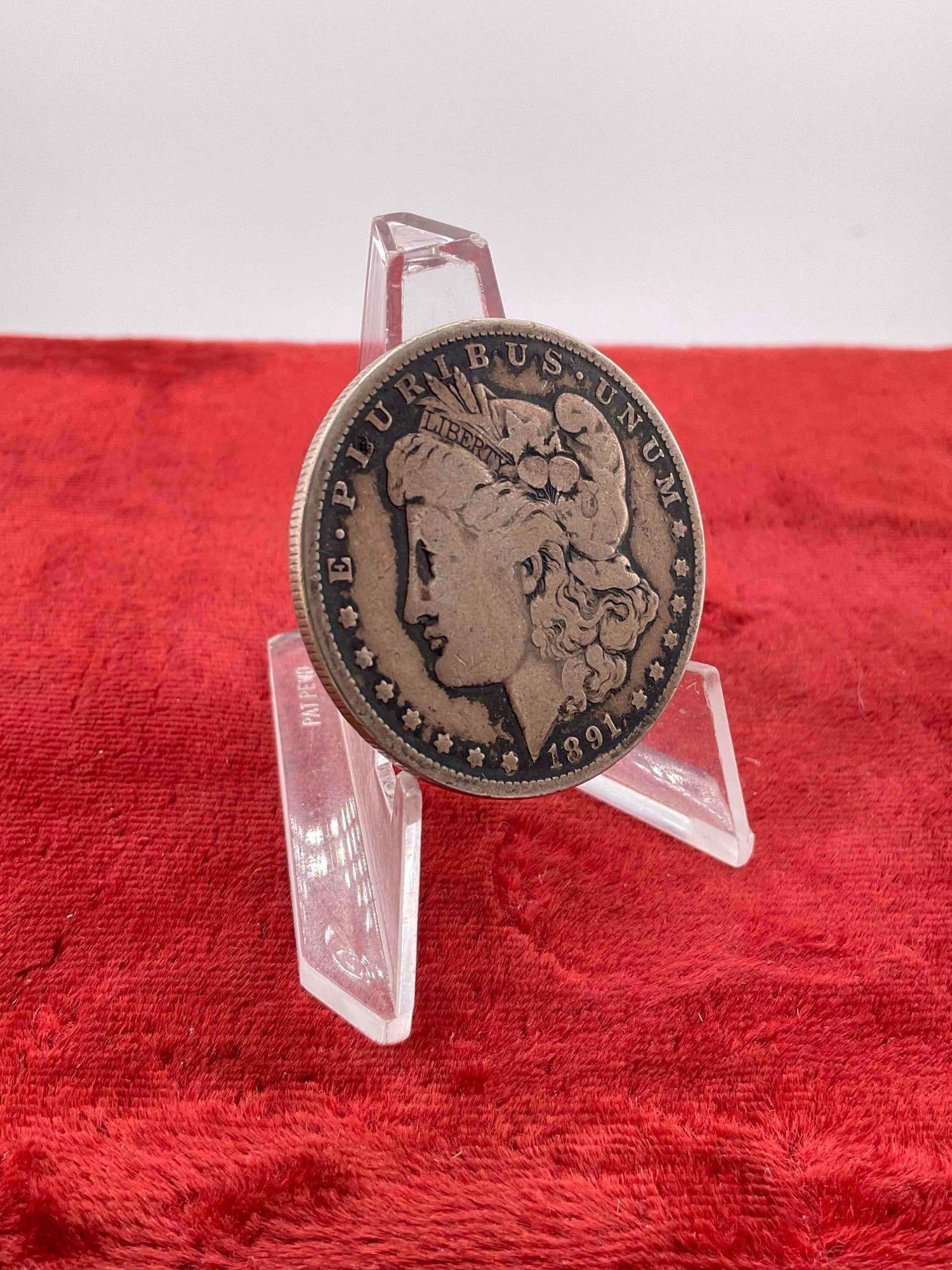 Antique 1891-O Silver Morgan Dollar Coin. - 2