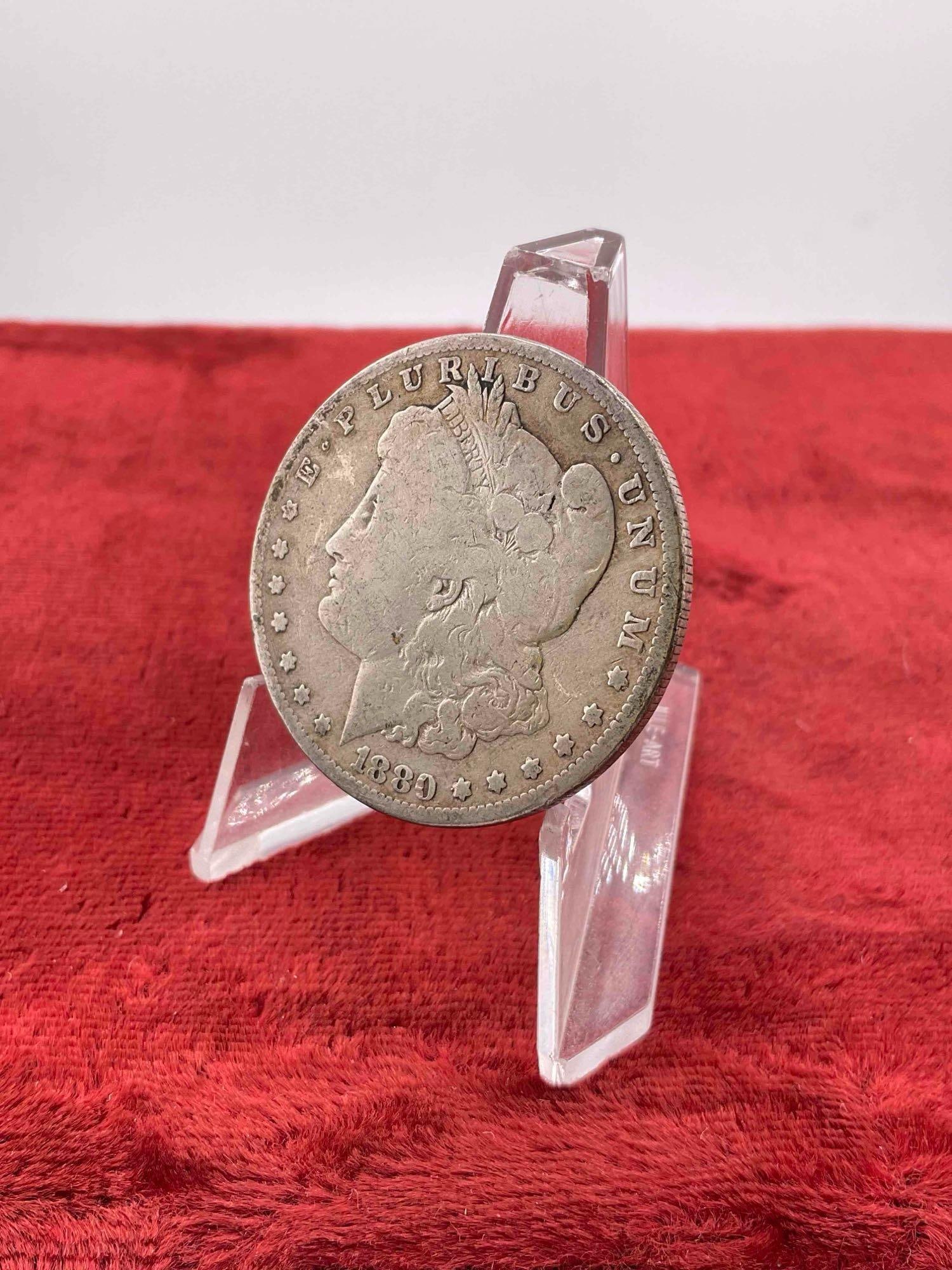 Antique 1889-S Silver Morgan Dollar Coin.: Antique 1889-S Silver Morgan Dollar Coin. DM-1554