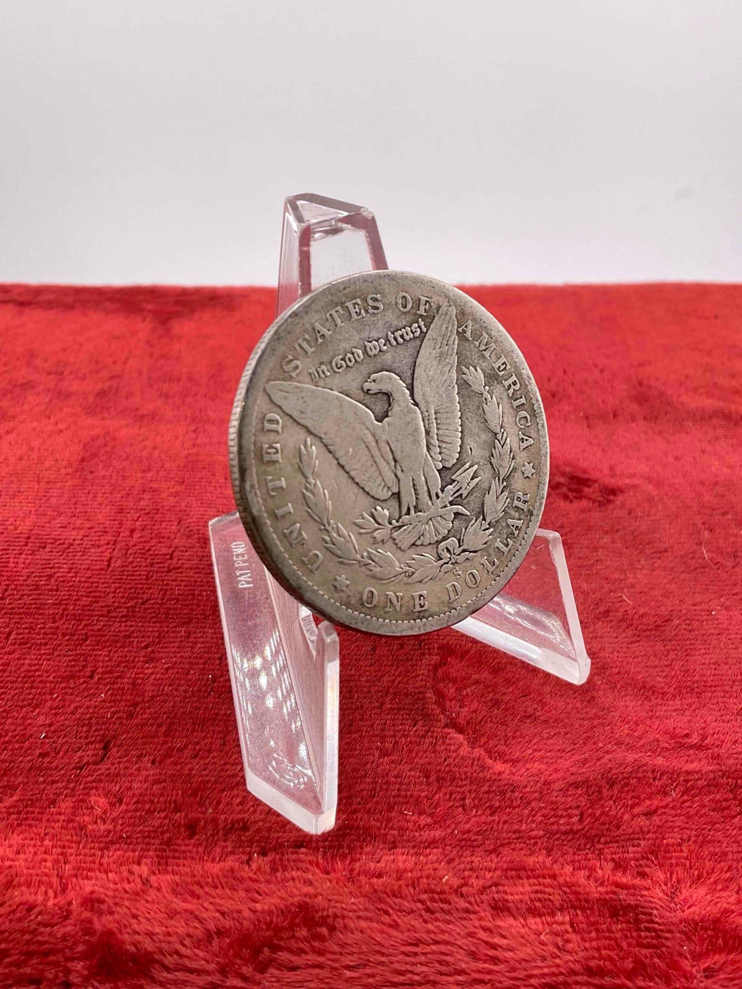 Antique 1889-S Silver Morgan Dollar Coin. - 4