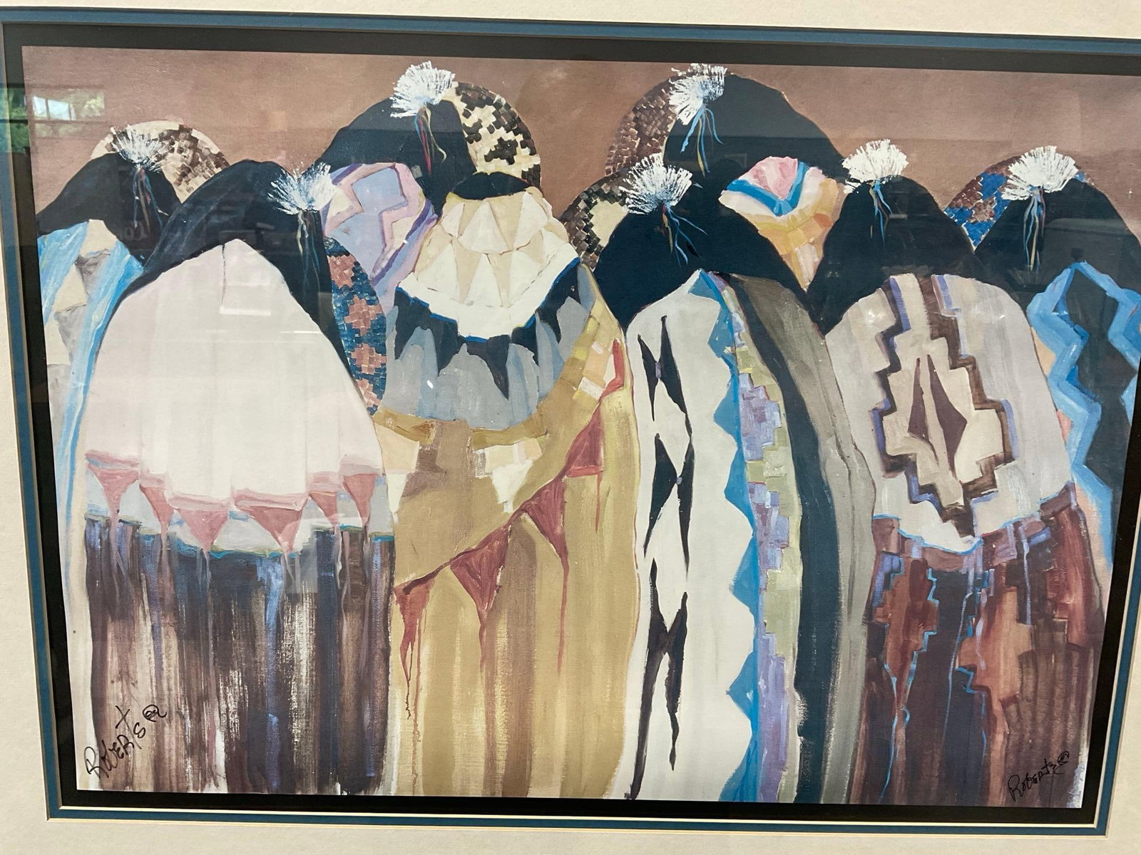 Framed Signed Litho titled Adagio, by Dolona Roberts, w/COA on verso, Native American style - 2