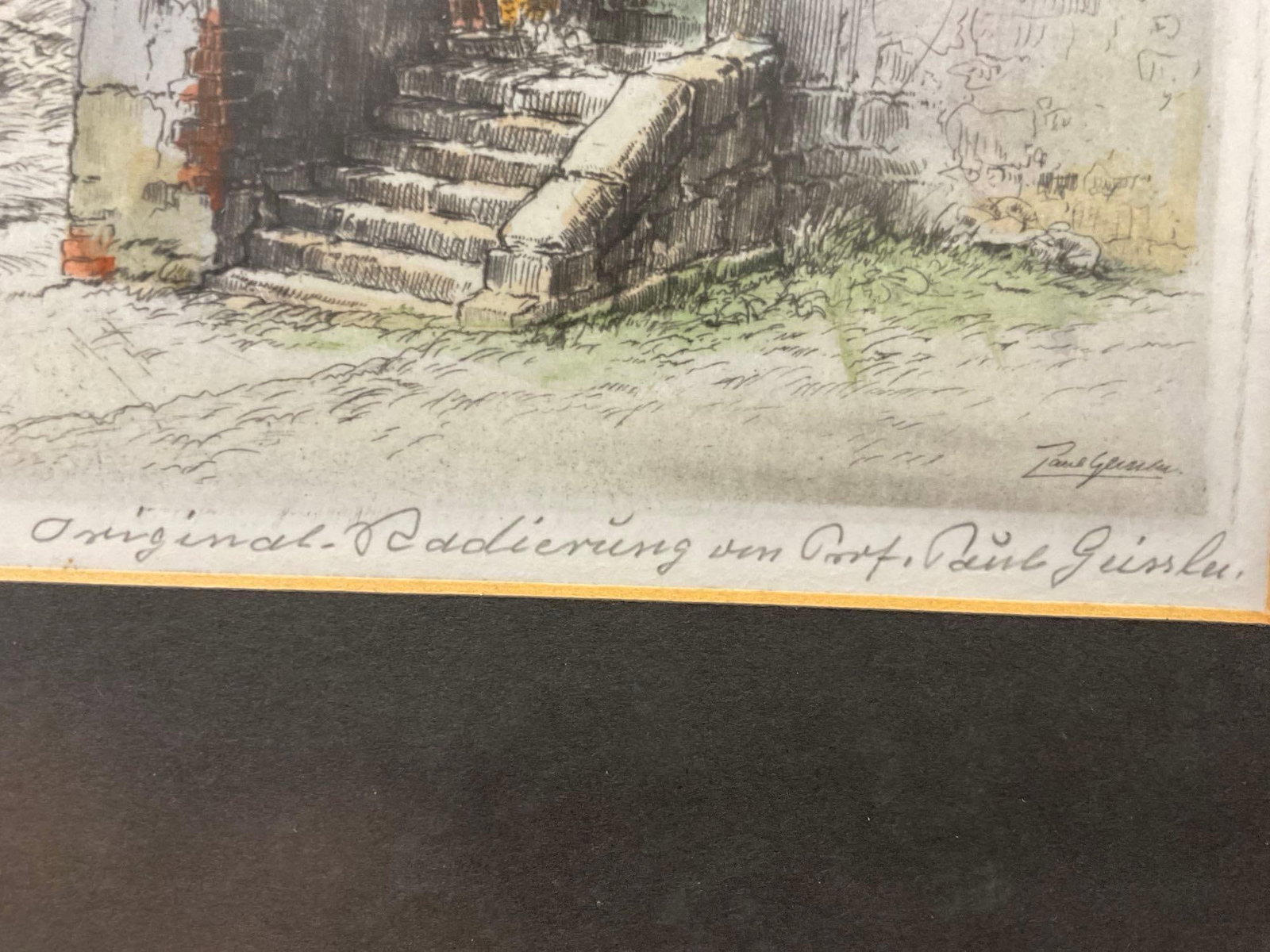 Framed Vintage Etching of Castle Entrance at Nurnberg by Paul Geissler (1881-1965), 18x14 inches - 4