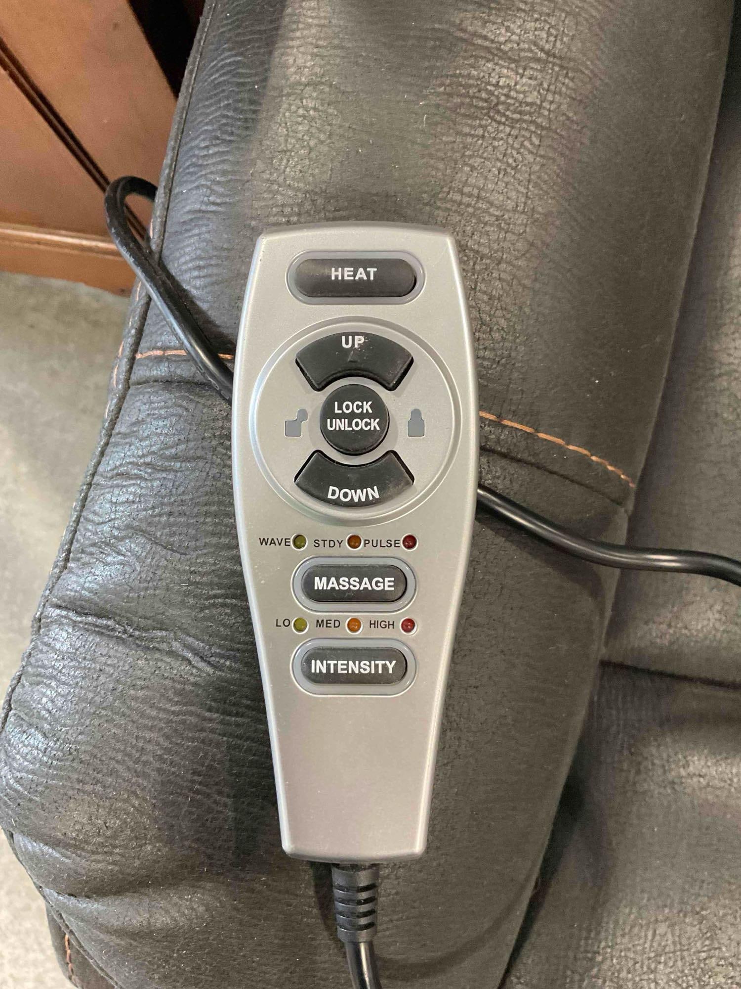 Power Lift & Recliner Chair w/ Black Faux Leather Upholstery. Unable to Test, See description. - 4