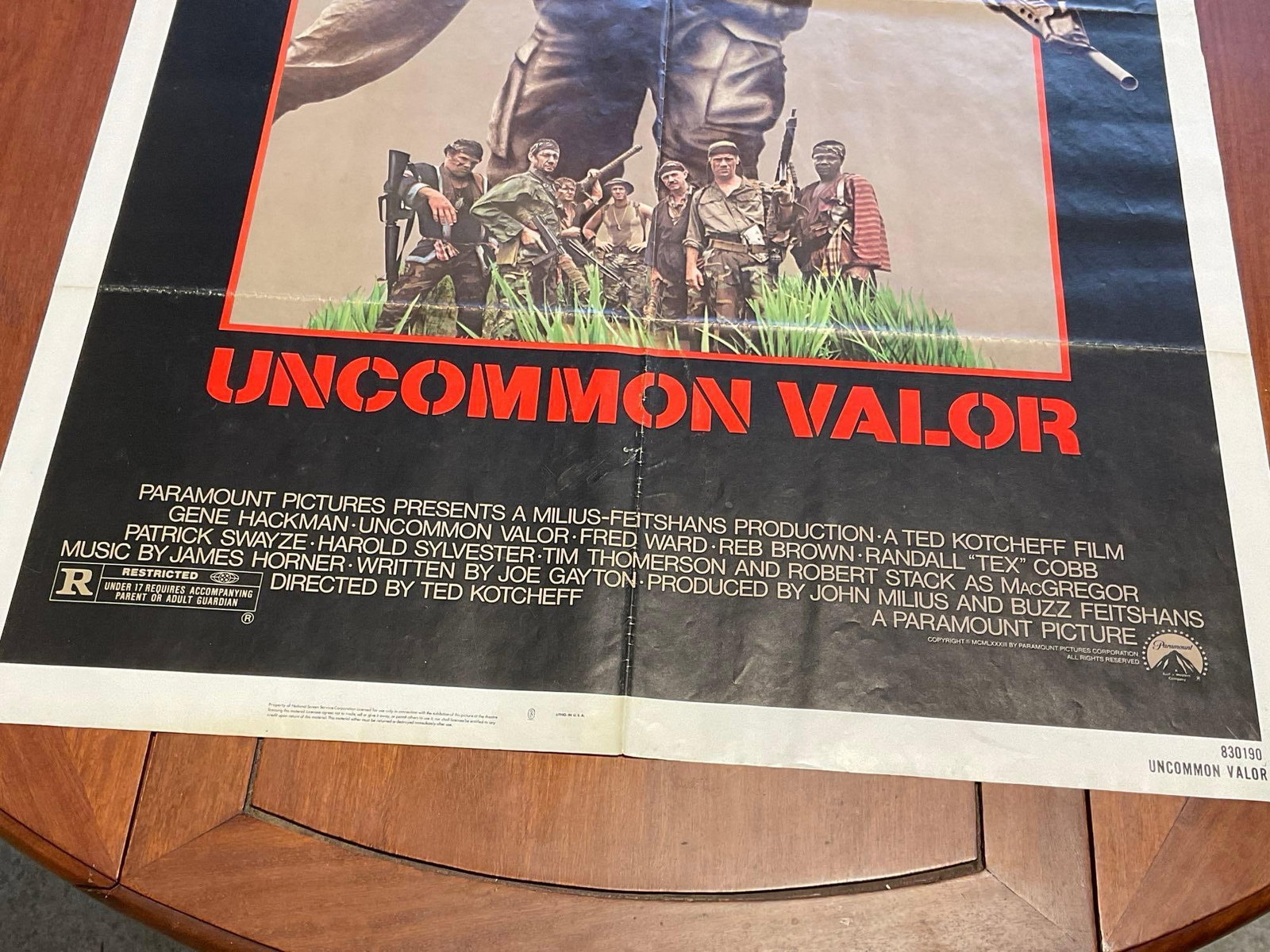 Vintage One Sheet Movie Poster, 1983 Uncommon Valor, Gene Hackman, Patrick Swayze - 3