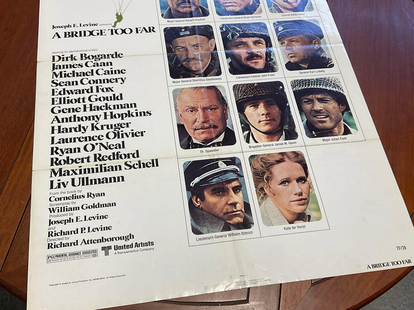 Vintage One Sheet Movie Poster, 1977 A Bridge Too Far, w/14 Photos of Cast - 3