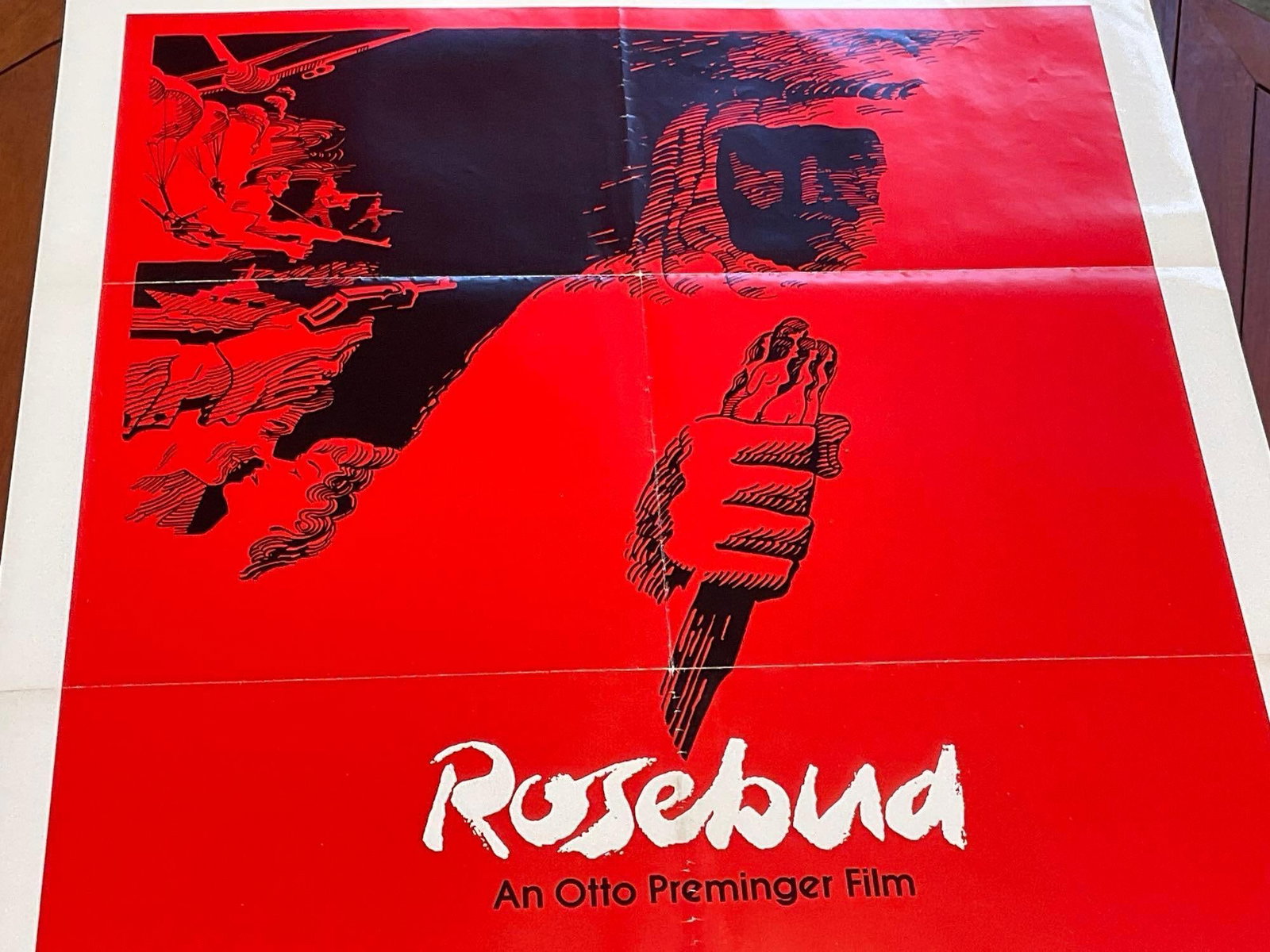 Vintage One Sheet Movie Poster 1974 Rosebud Striking Duo Tone Redscale Poster, Peter O Toole - 2