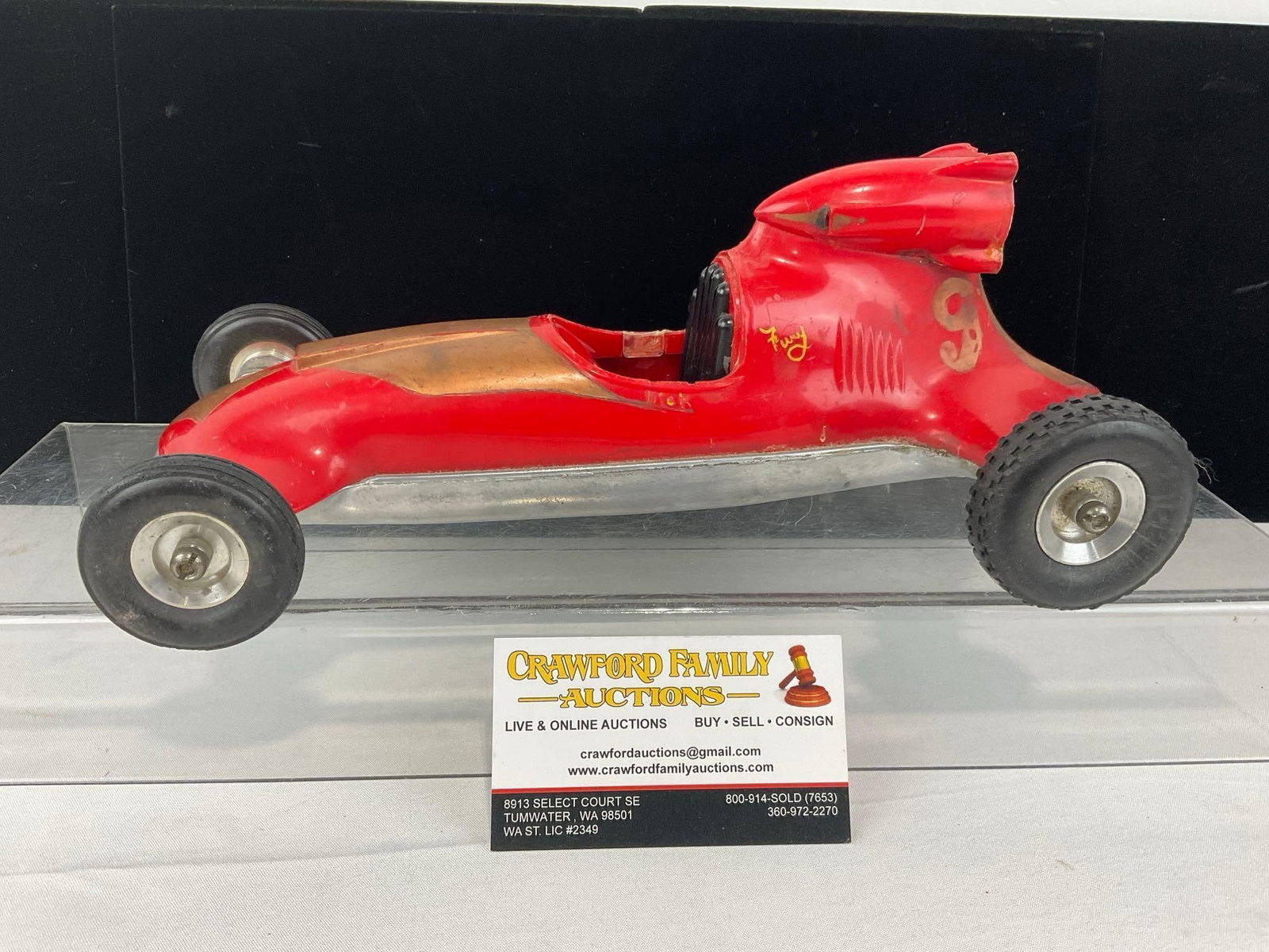 Cox Thimble Drome Prop Rod, #8 Red w/gold paint, Tether Car Toy, few pieces missing (1 of 5)