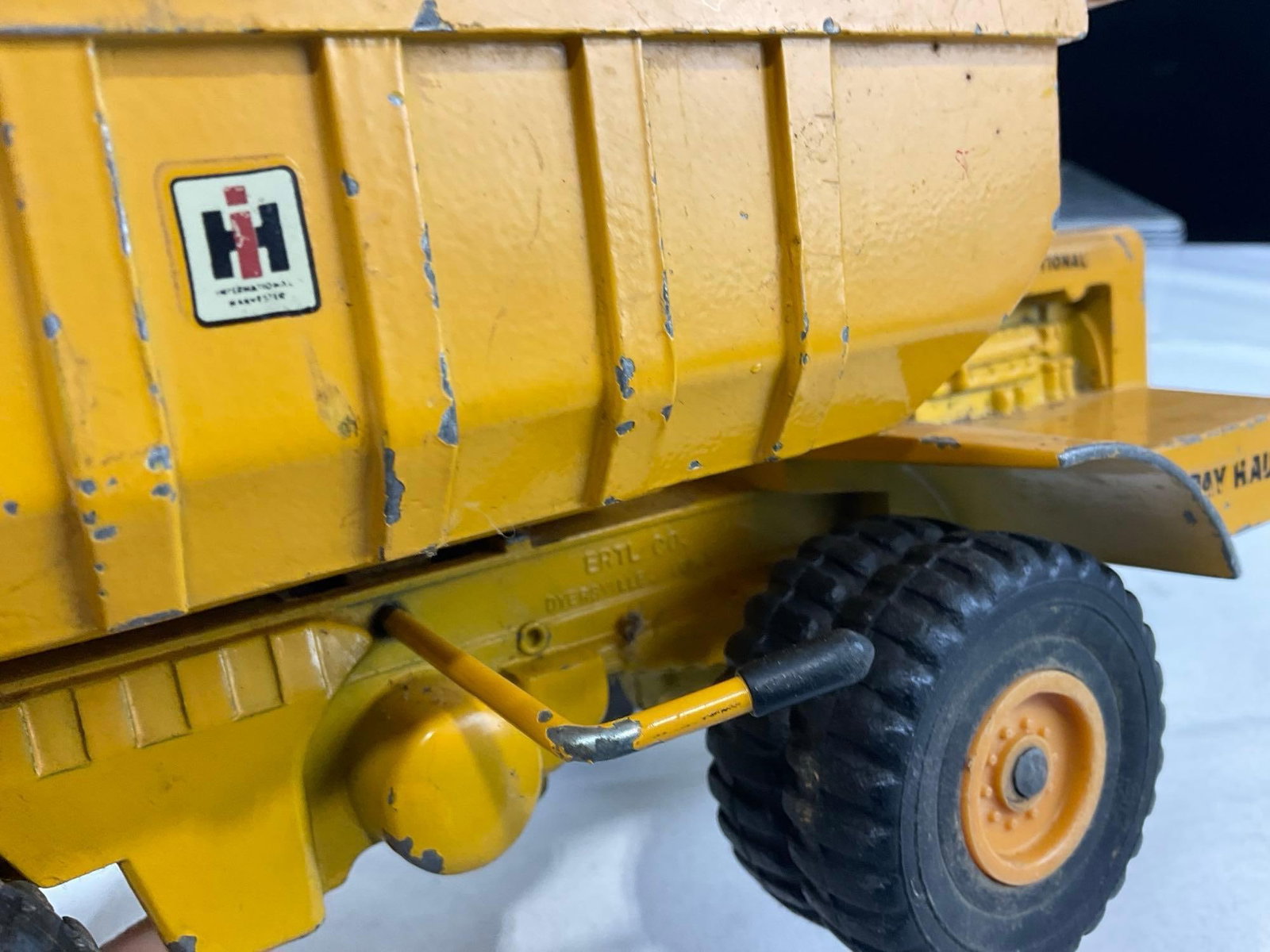 2 Vintage Metal Toys, Hubley P-38 Lightning & Ertl International Harvester Dump Truck Pay Hauler - 7