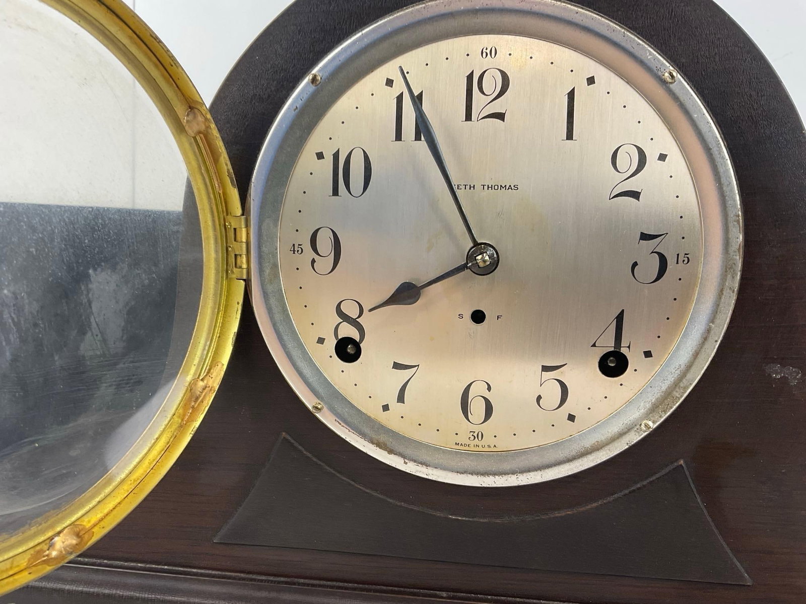 Vintage Seth Thomas Camelback Clock, Time Strike, w/key, Brass movement 11x18x7 inches - 2
