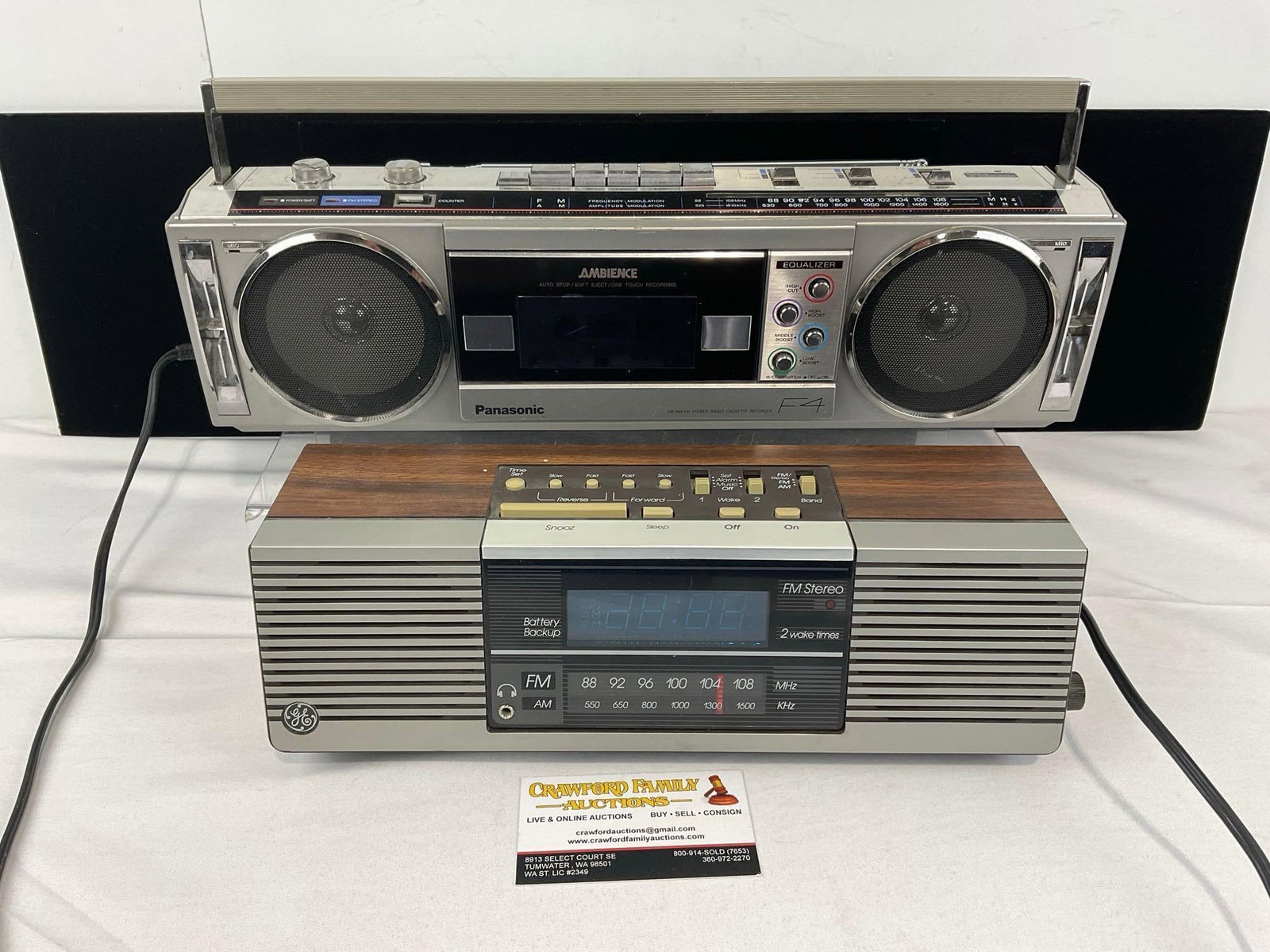 Panasonic RX-F4 & GE model no. 7-4945A FM Stereos, both untested: Appears to be in good shape. The piece measures approx 9h x 20w x 8d inches. See pics. E-6610