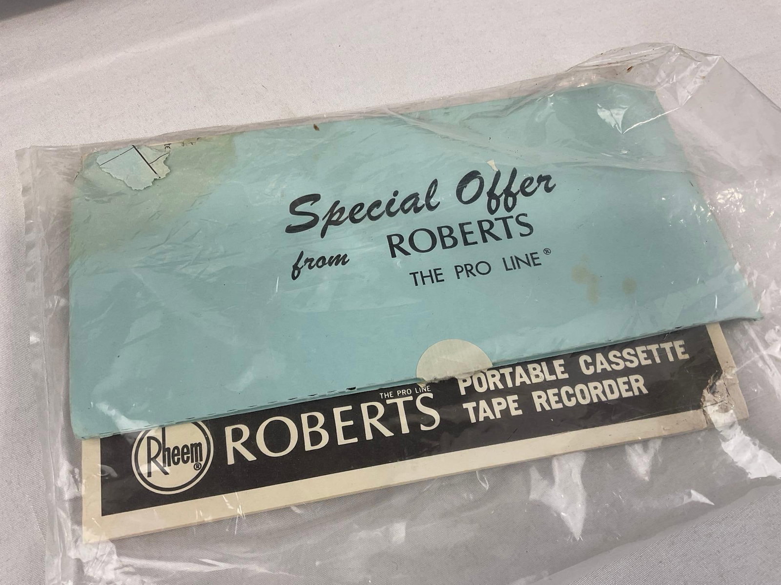 Rheem Roberts Model 80 Portable Cassette Tape Recorder, w/Cables, case, & a few cassettes - 4