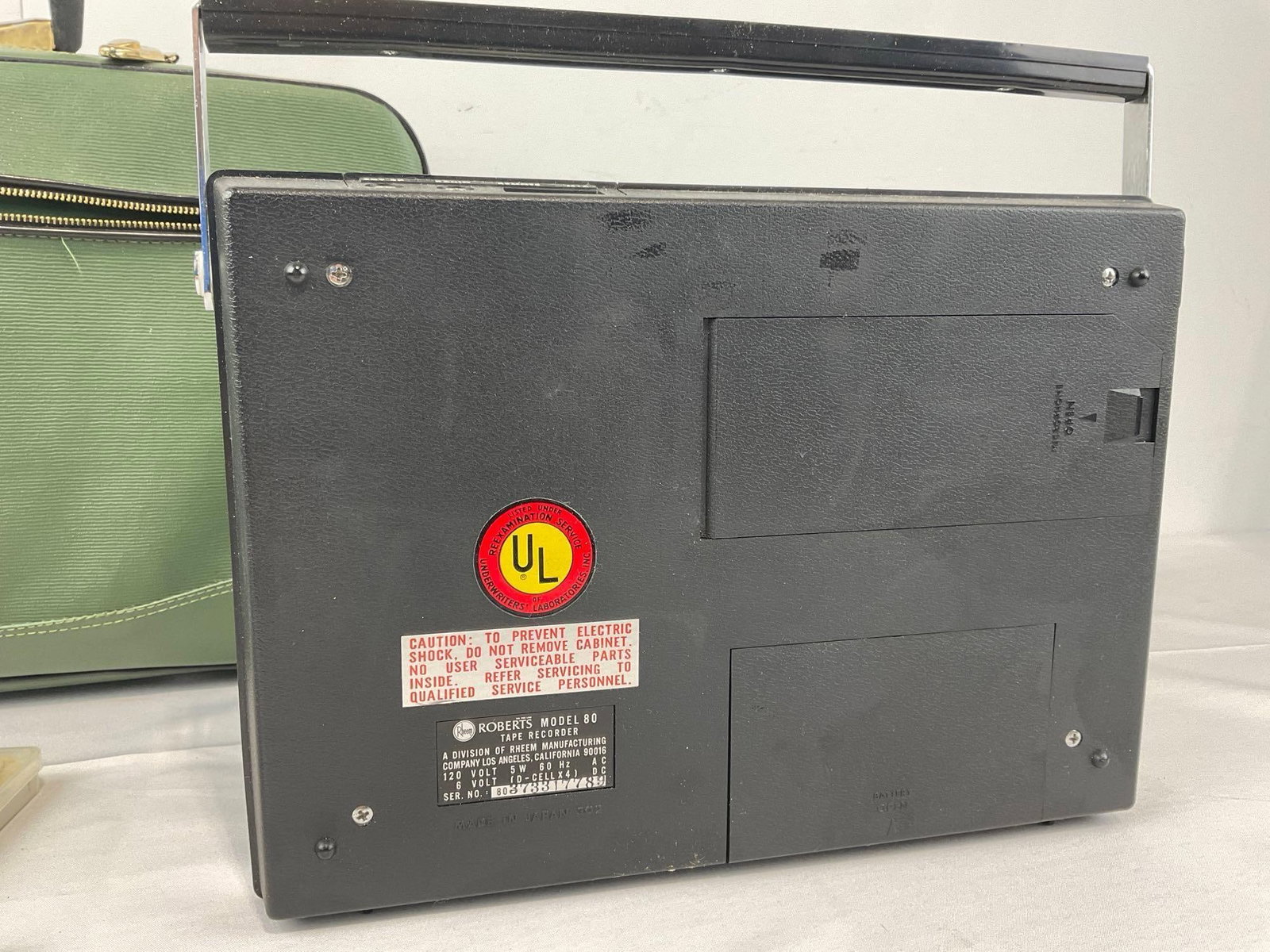 Rheem Roberts Model 80 Portable Cassette Tape Recorder, w/Cables, case, & a few cassettes - 5